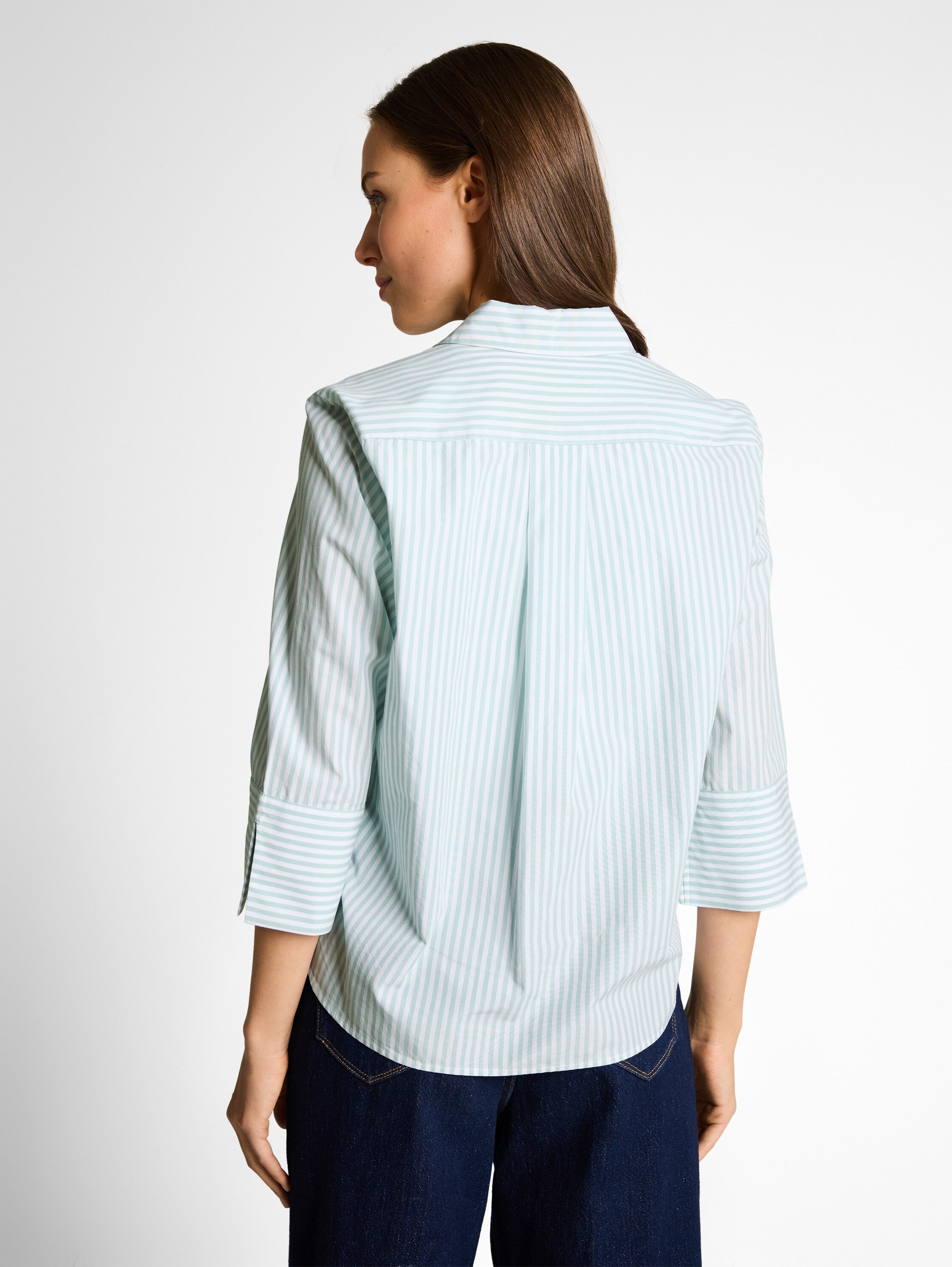 Tom Tailor Blue White Thin Striped Blouse With 3/4 Sleeved