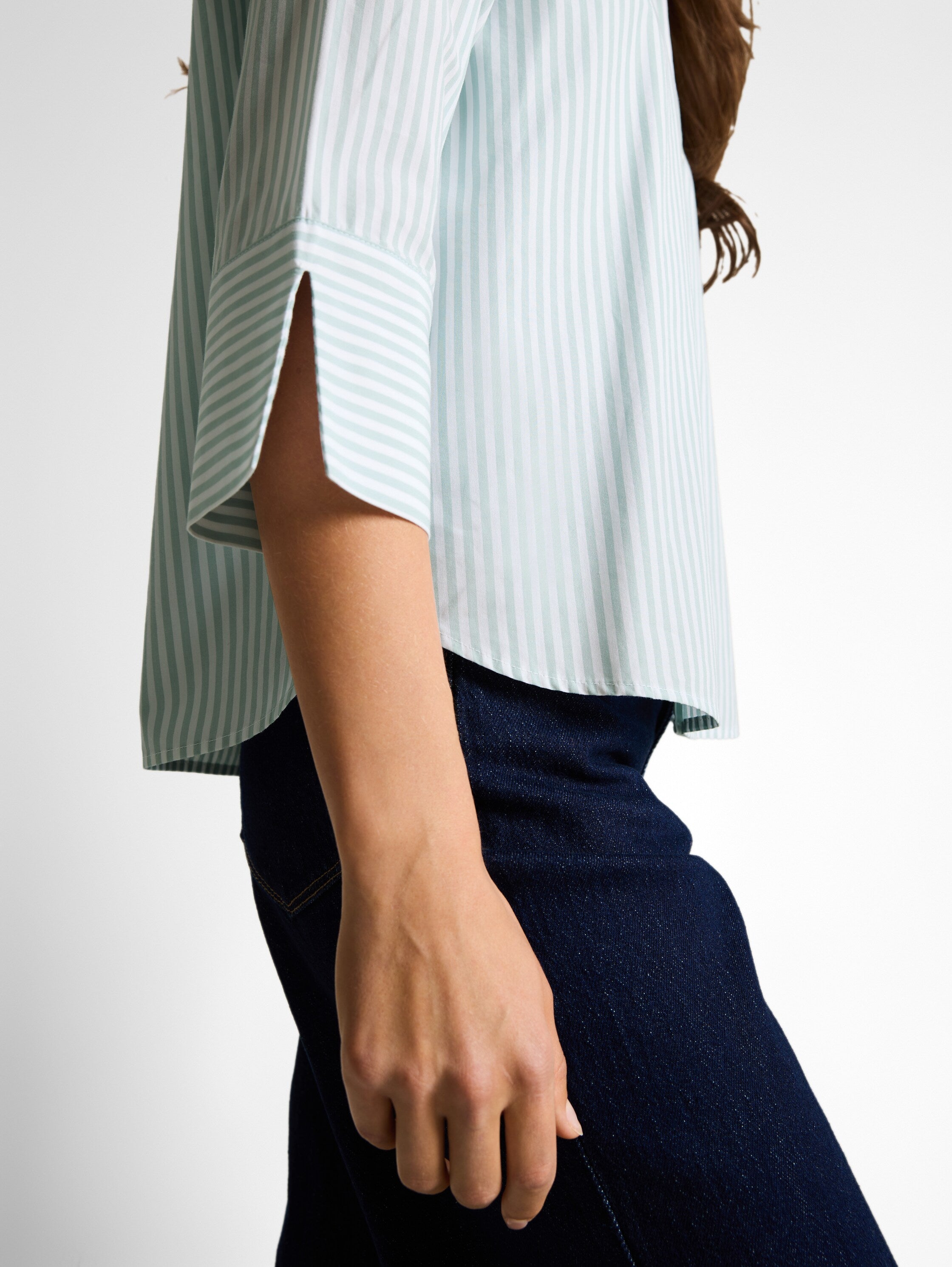 Tom Tailor Blue White Thin Striped Blouse With 3/4 Sleeved