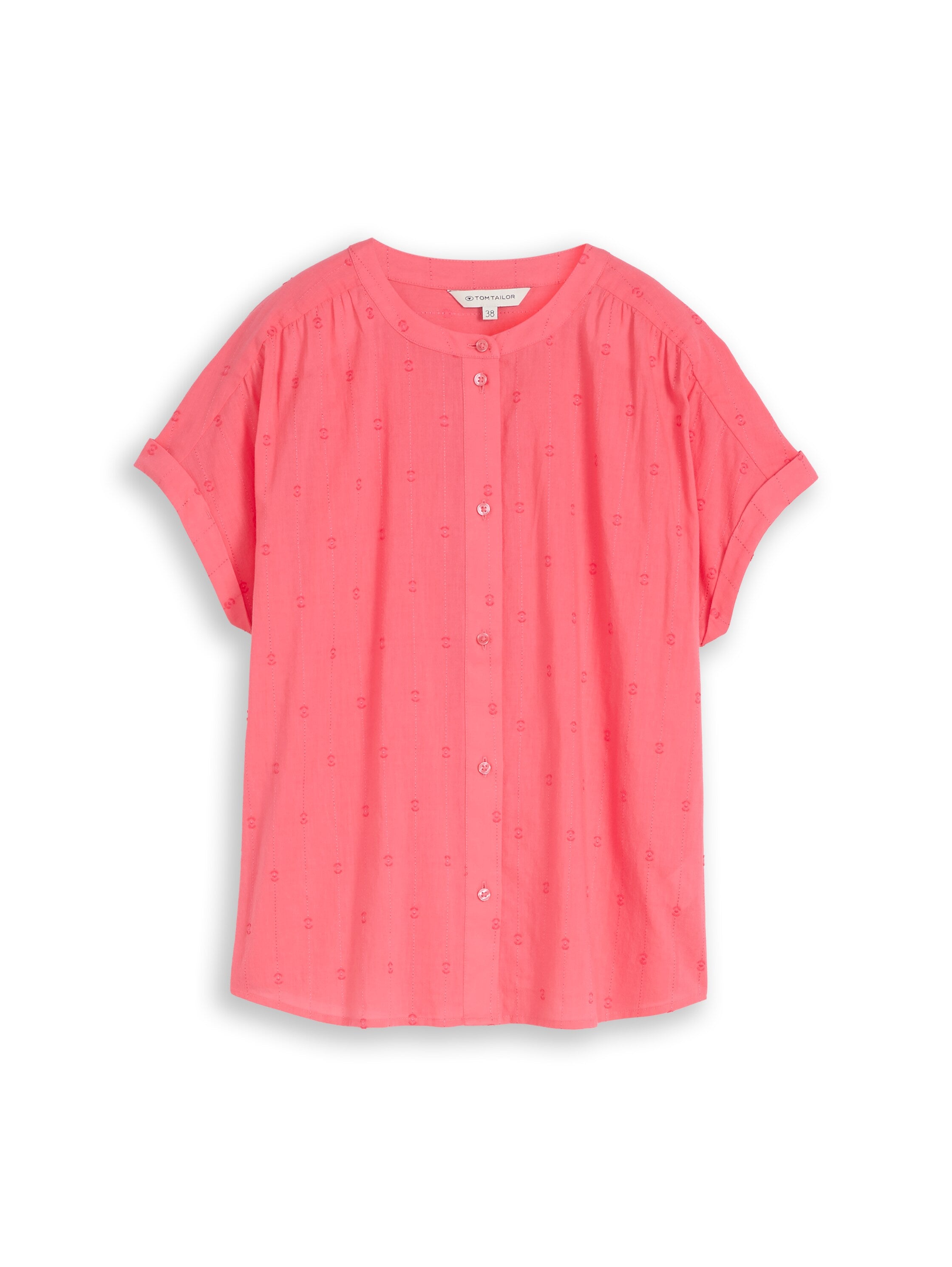 Tom Tailor Coral Pink Round Neck Line Loose Fit Blouse