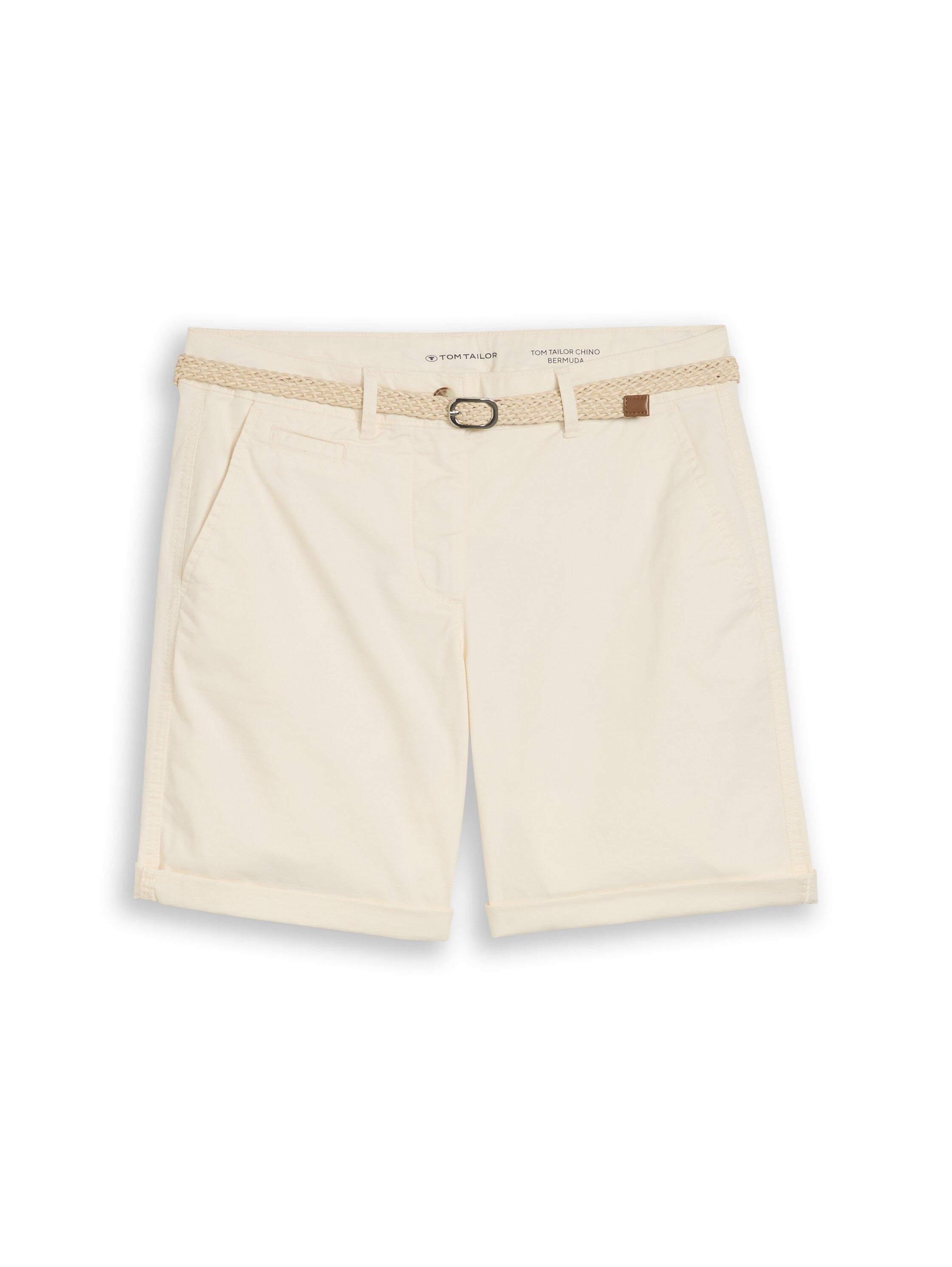 Tom Tailor Off White Chino Bermuda Shorts With Belt