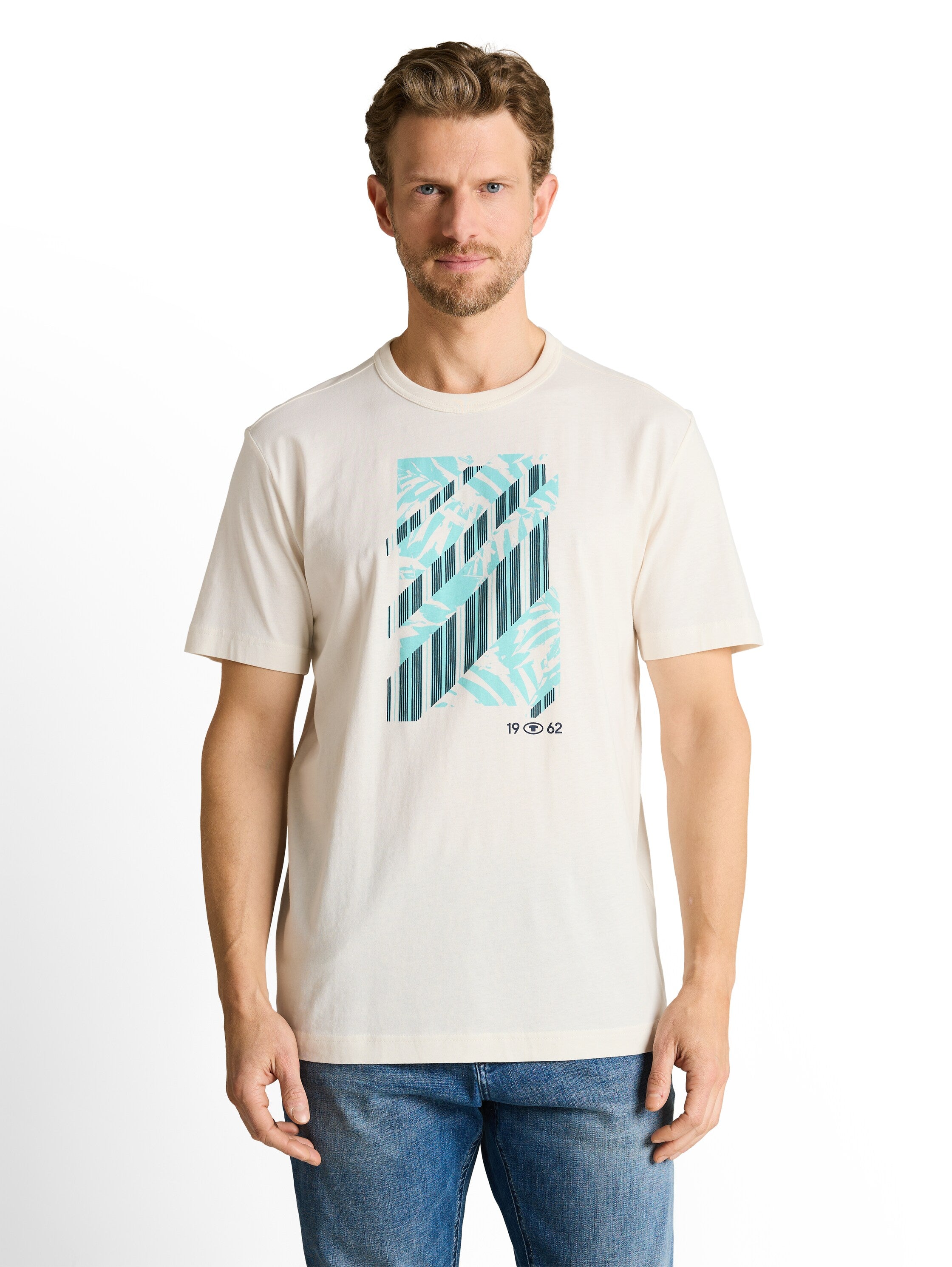 Tom Tailor Gardenia White T-Shirt With Print