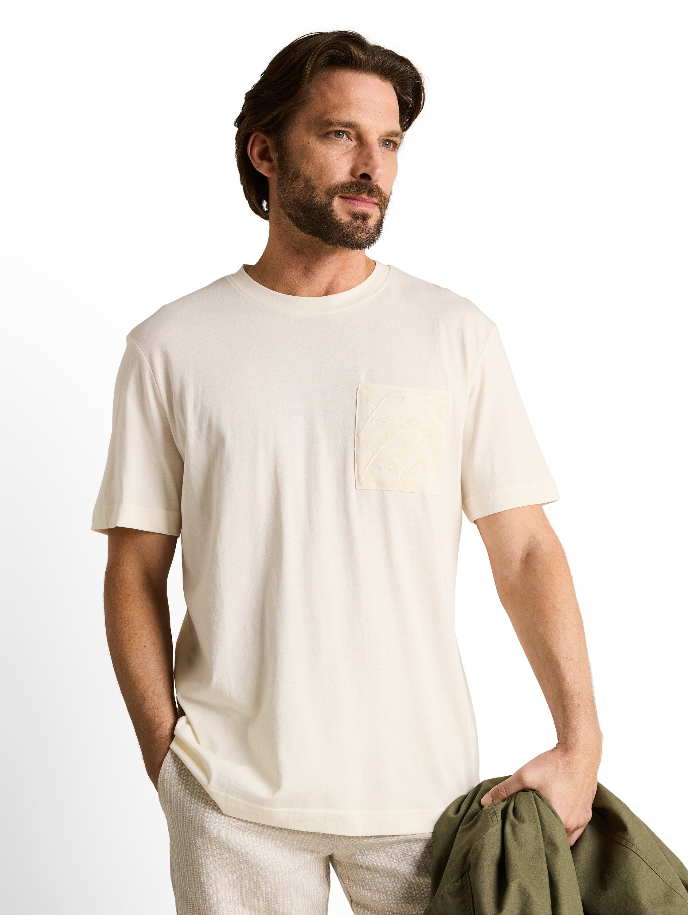 Tom Tailor Gardenia White T-Shirt With Breast Pocket