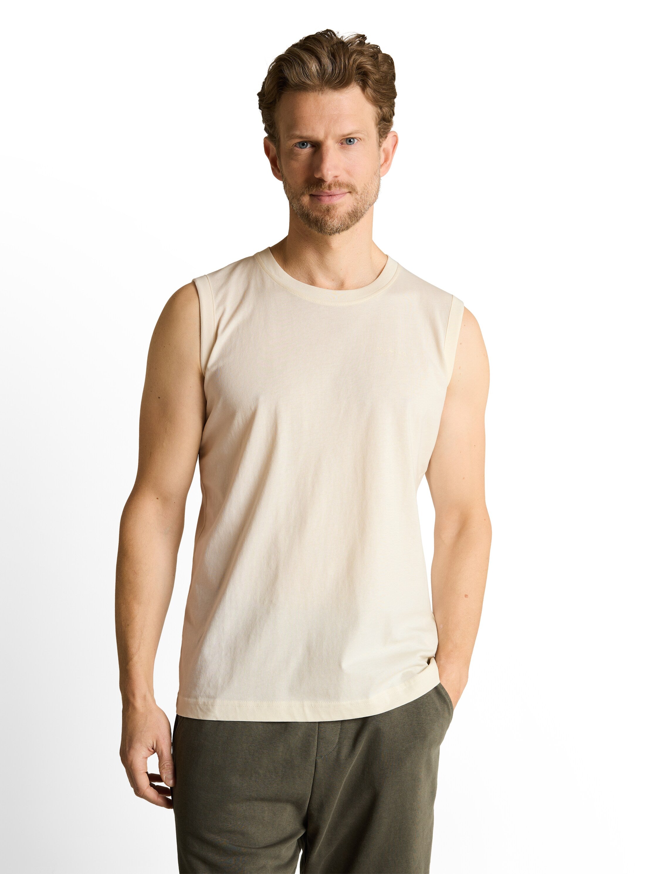 Tom Tailor Gardenia White Sleeveless Plain Top