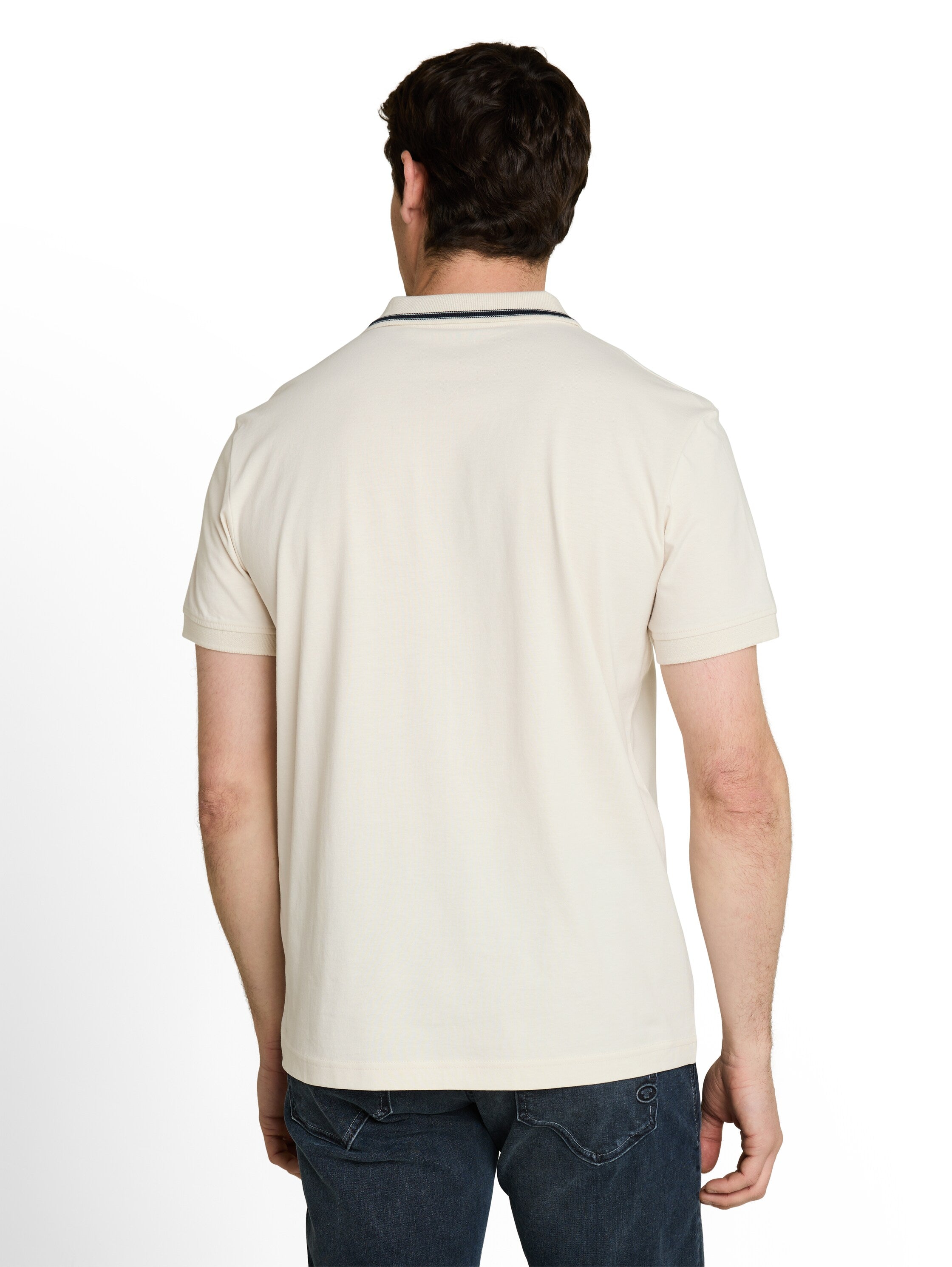 Tom Tailor Gardenia White Polo Shirt With Logo Badge