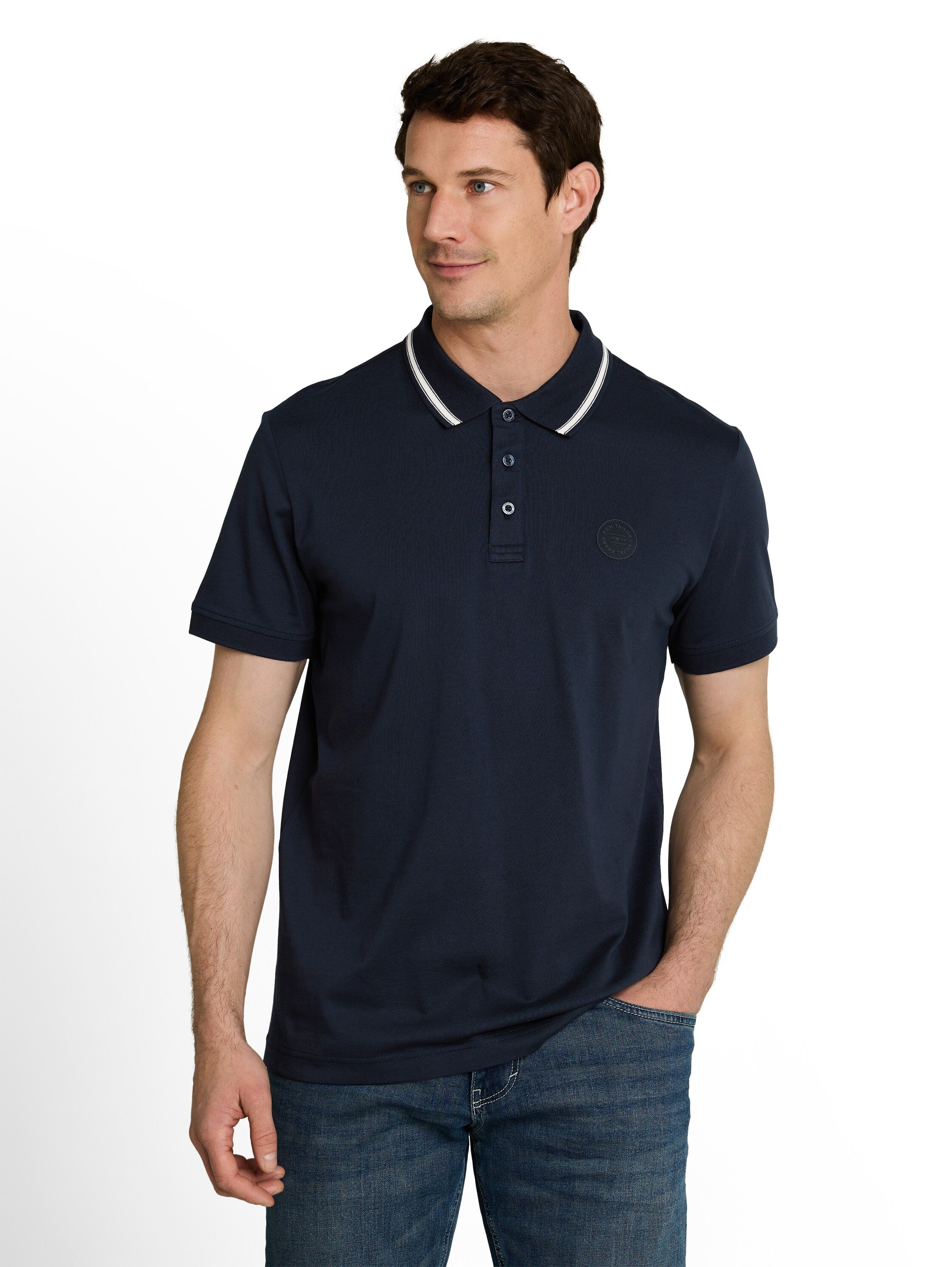 Tom Tailor Navy Polo Shirt With Logo Badge
