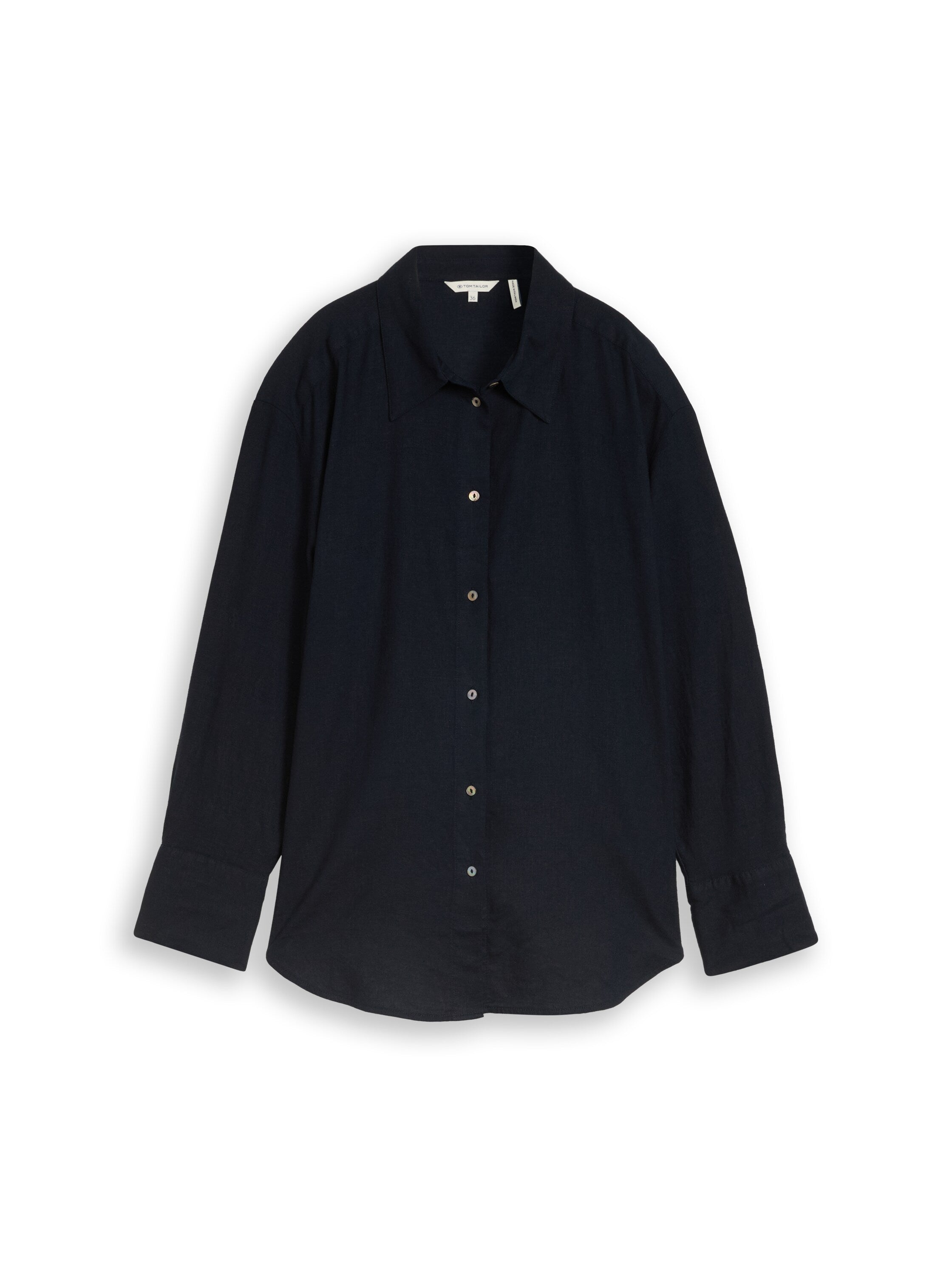 Tom Tailor Navy Oversized Shirt With Linen Blend