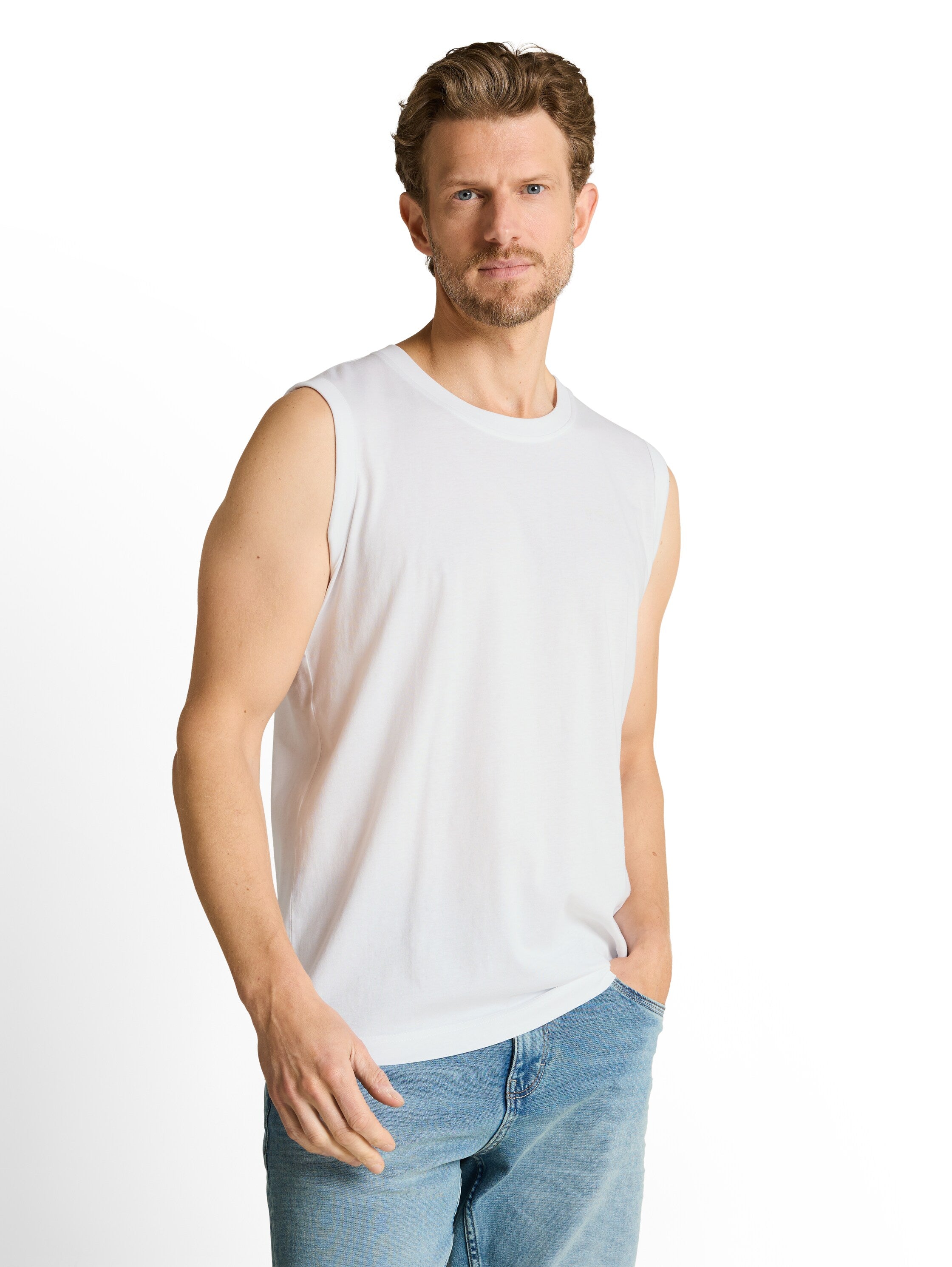 Tom Tailor White Sleeveless Plain Top
