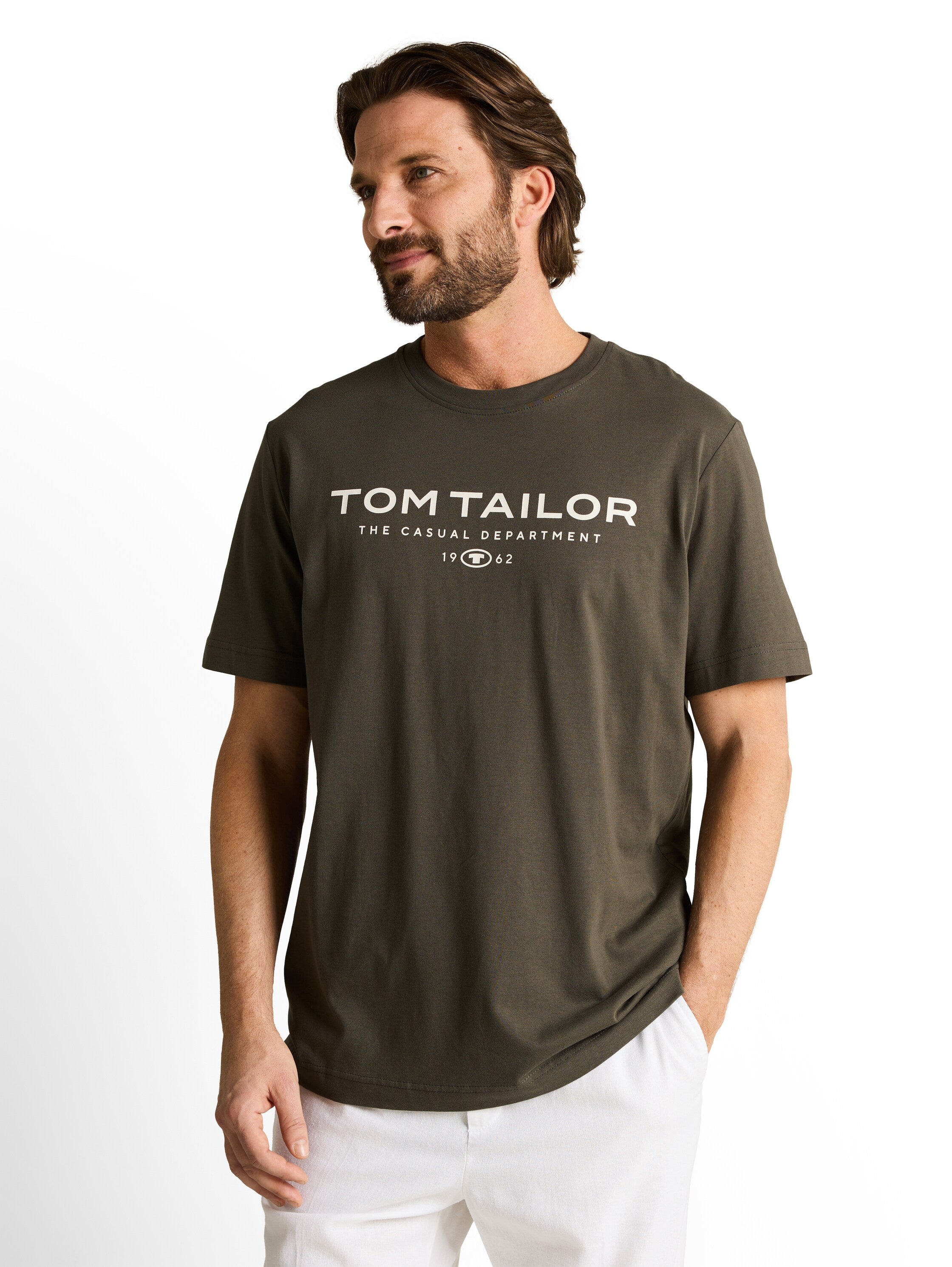 Tom Tailor Cotton Olive T-shirt with logo print