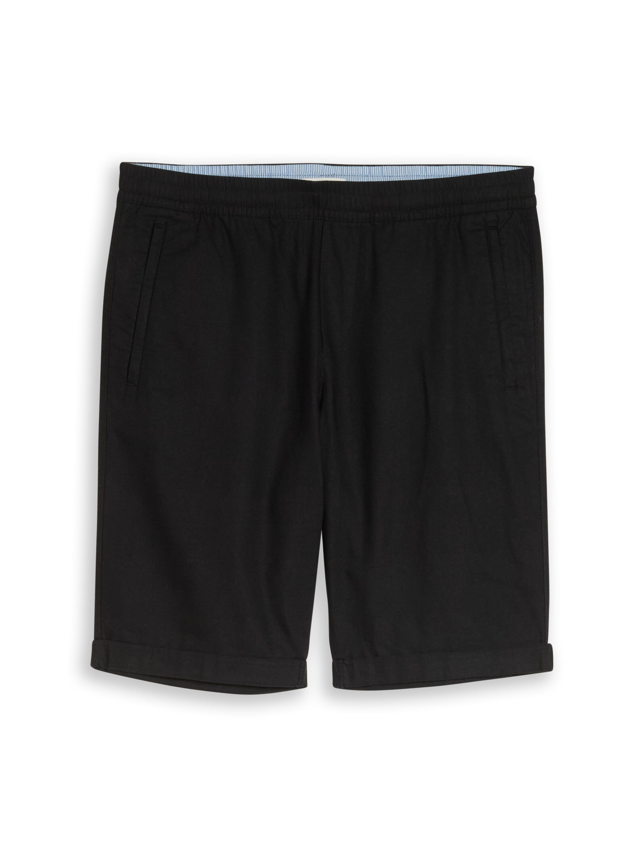 Tom Tailor Black Linen Shorts With Elasticated Waistband