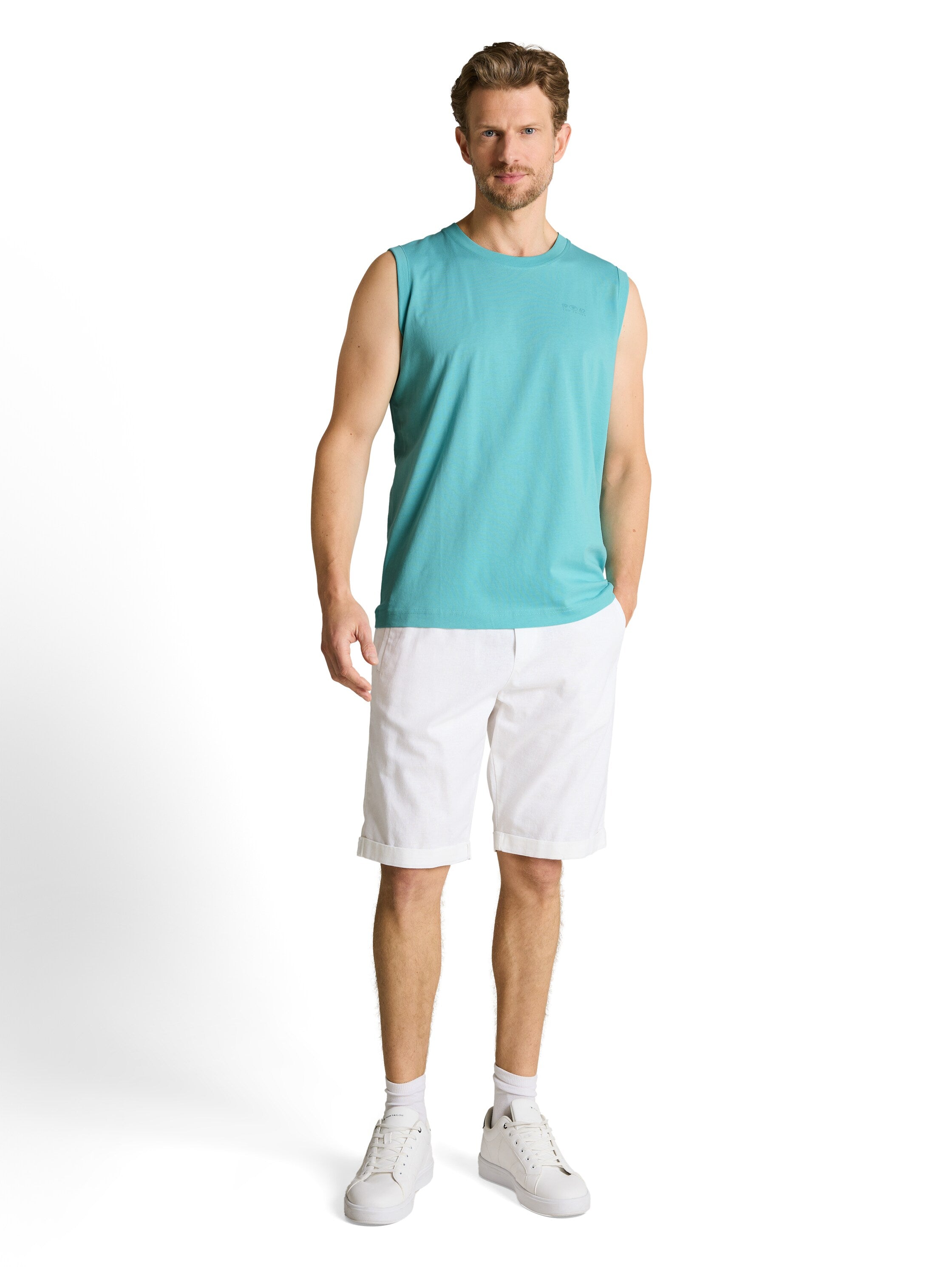 Tom Tailor Aqua Sleeveless Plain Top