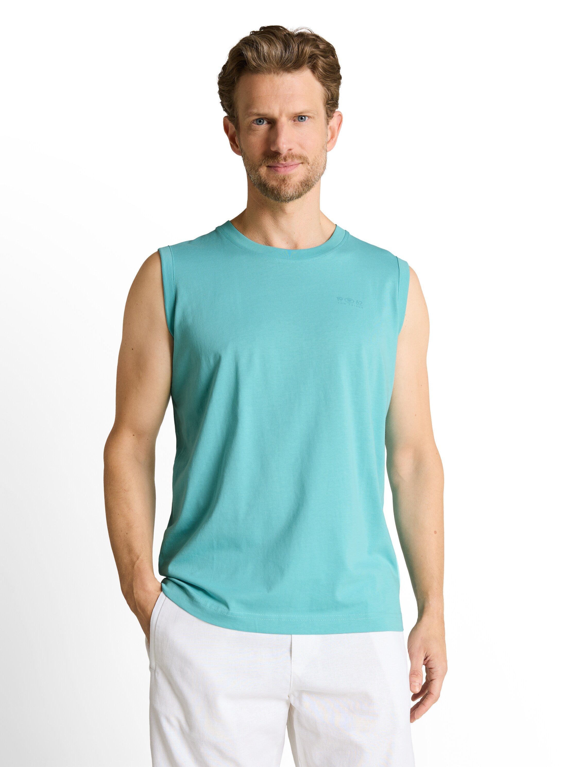 Tom Tailor Aqua Sleeveless Plain Top