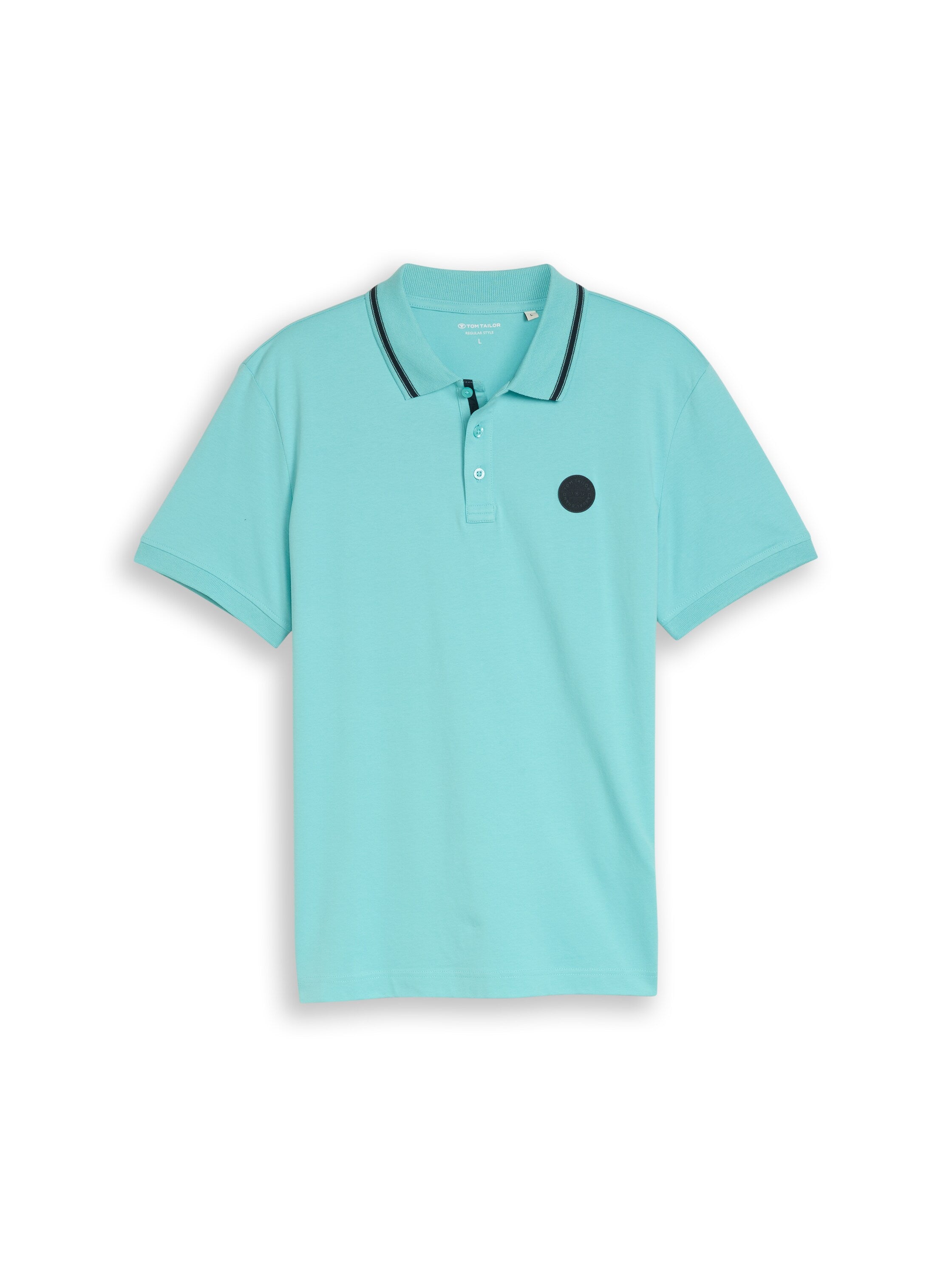 Tom Tailor Aqua Short Sleeved Polo With Printed Logo
