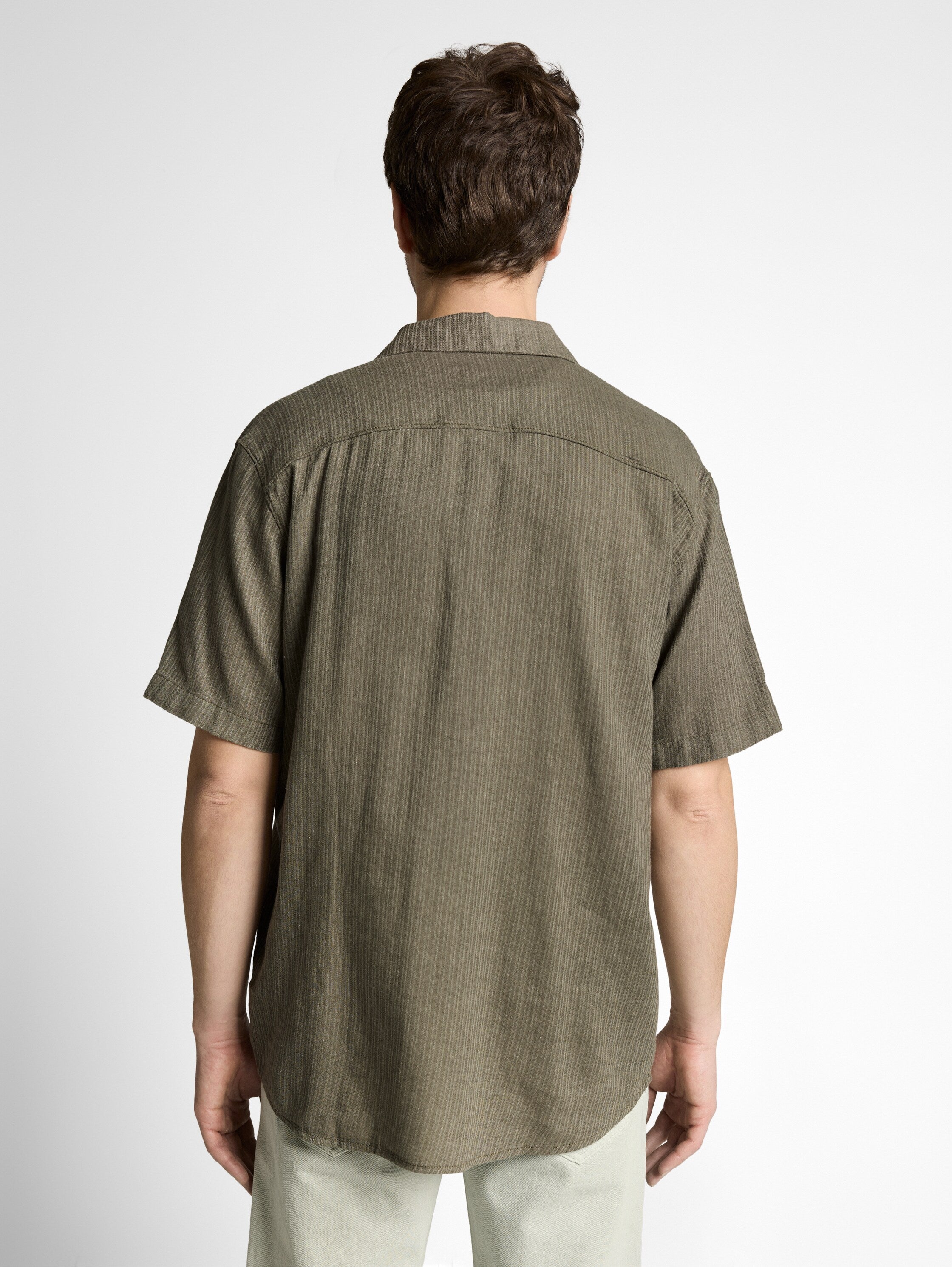 Tom Tailor Short Sleeved Olive Linen Shirt