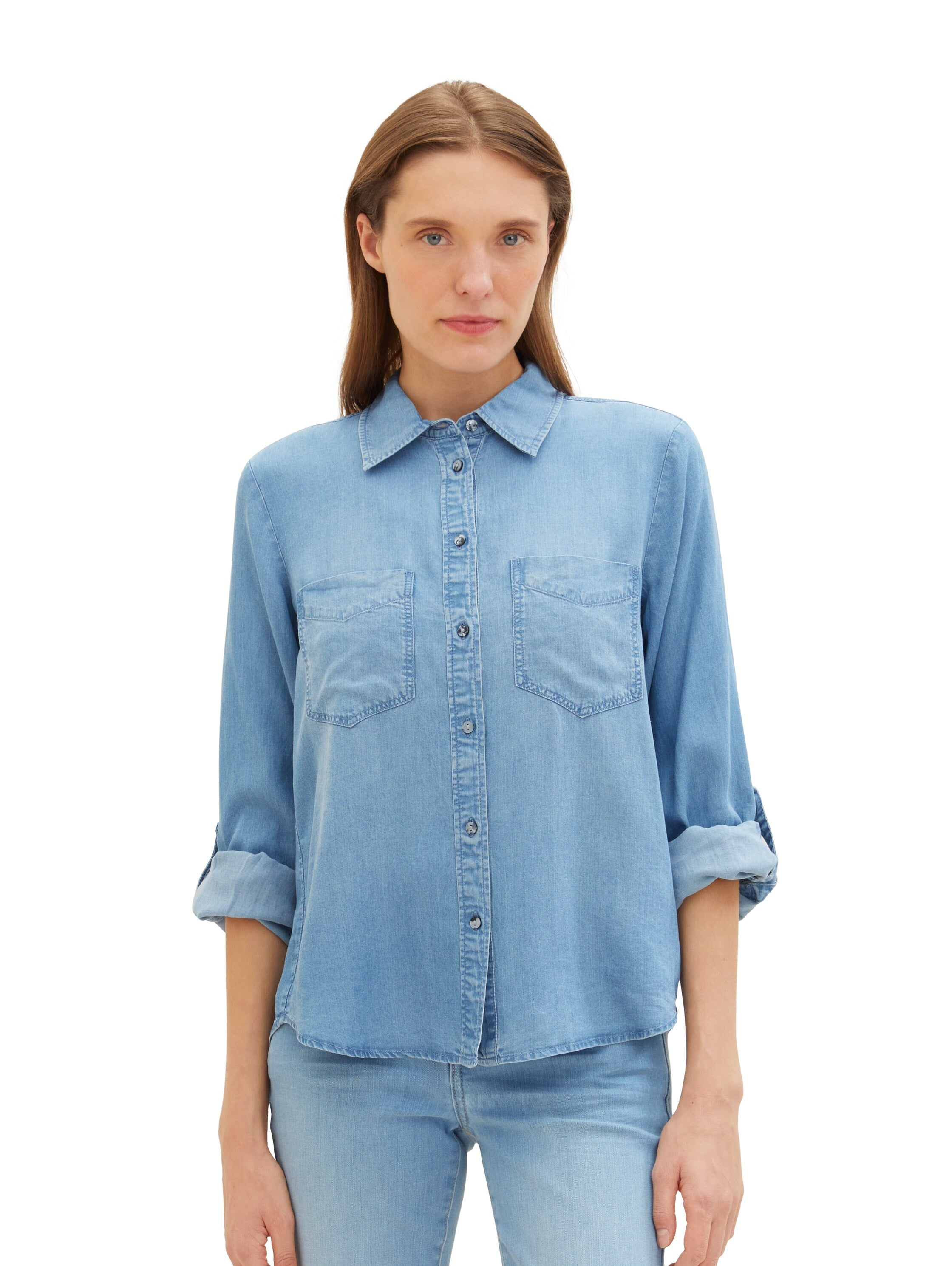 Tom Tailor Light Blue Denim Shirt With Button To Close
