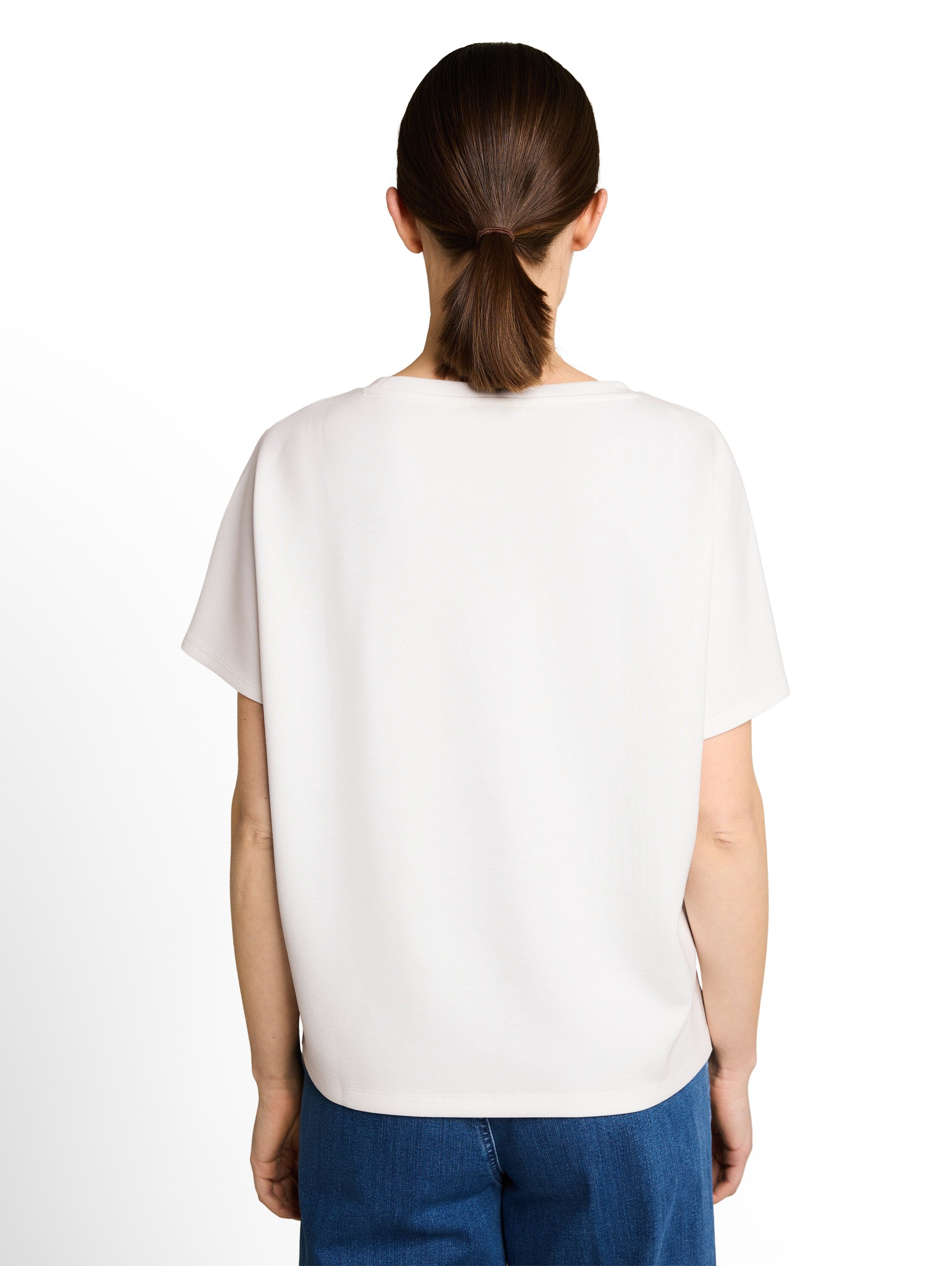 Tom Tailor White Loose-Fit Scuba T-shirt With Print