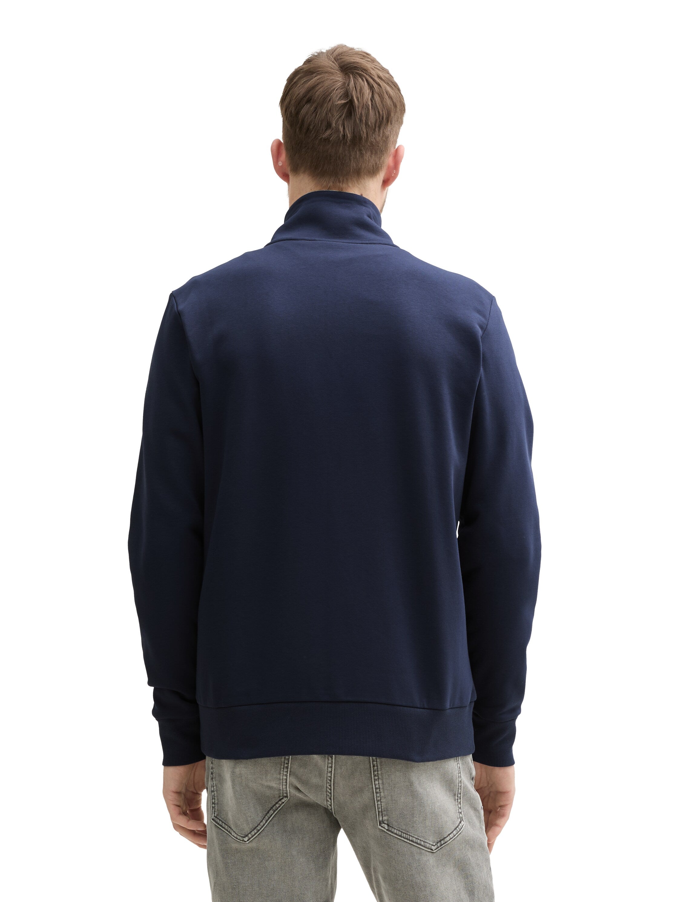 Tom Tailor Navy Jacket With High Collar In Contrasting Color Inside