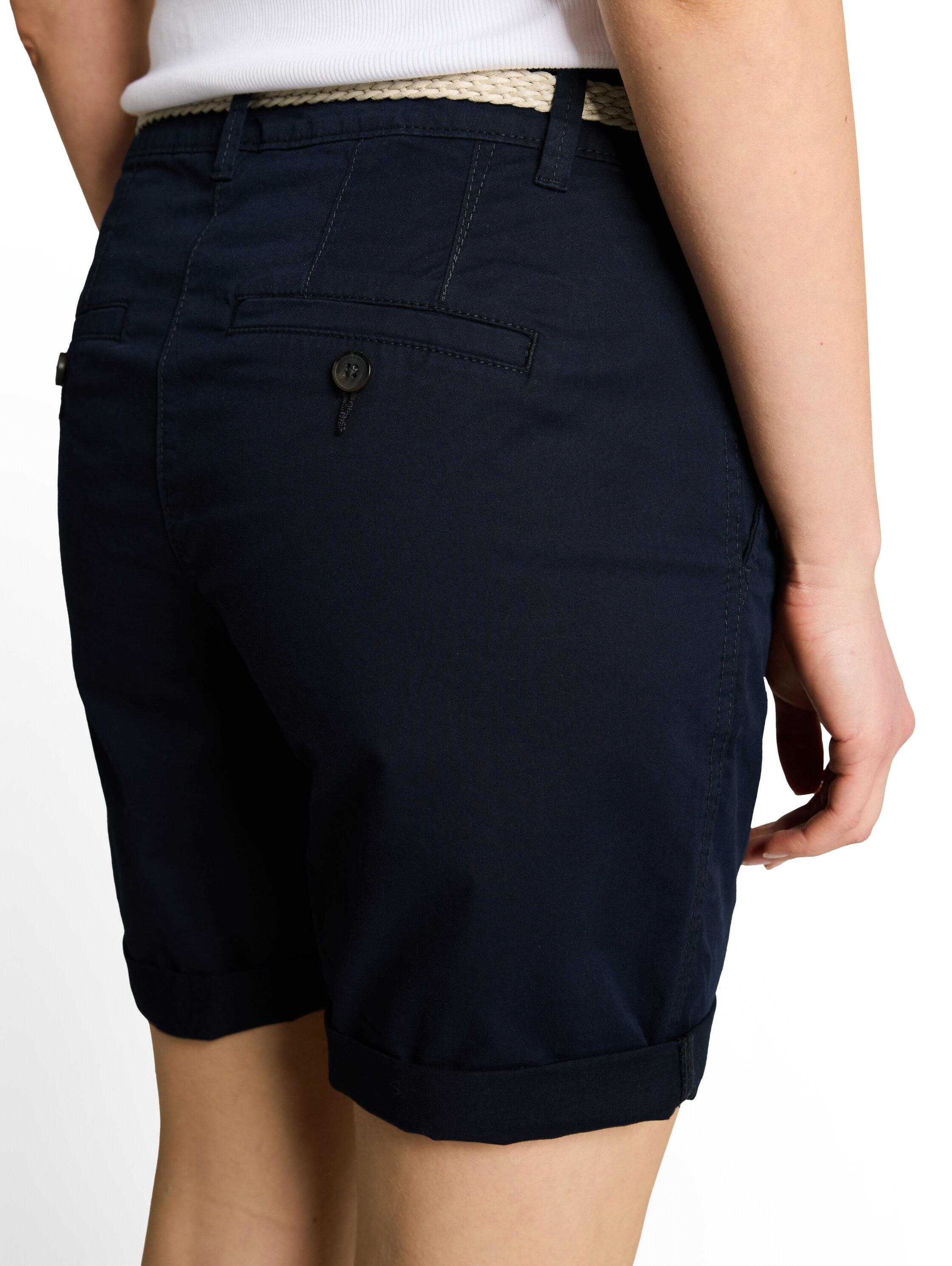 Tom Tailor Navy Chino Bermuda Shorts With Belt