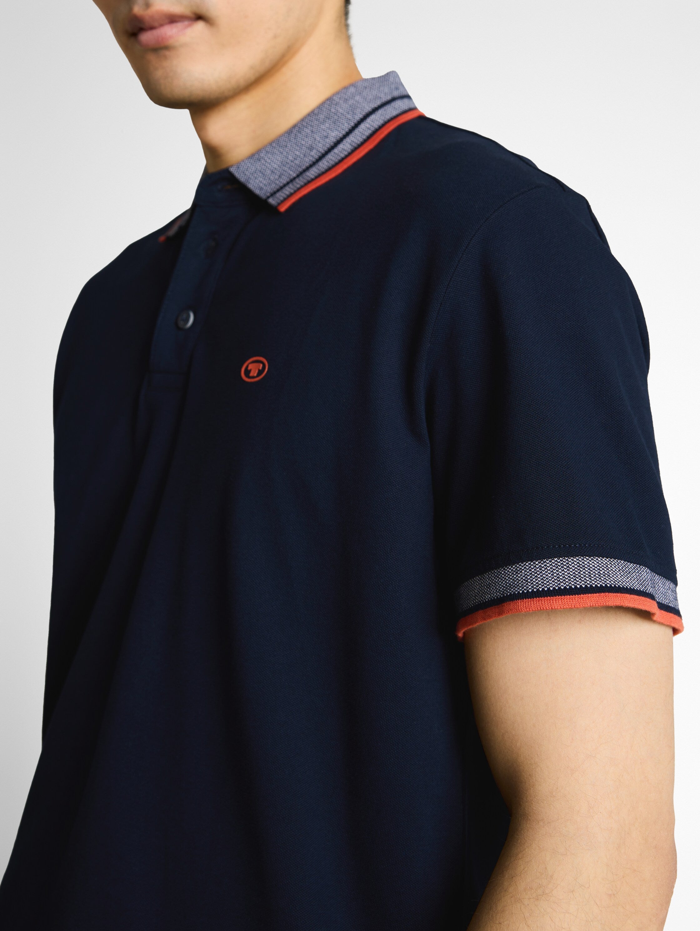 Tom Tailor Navy Polo Shirt With Logo Print