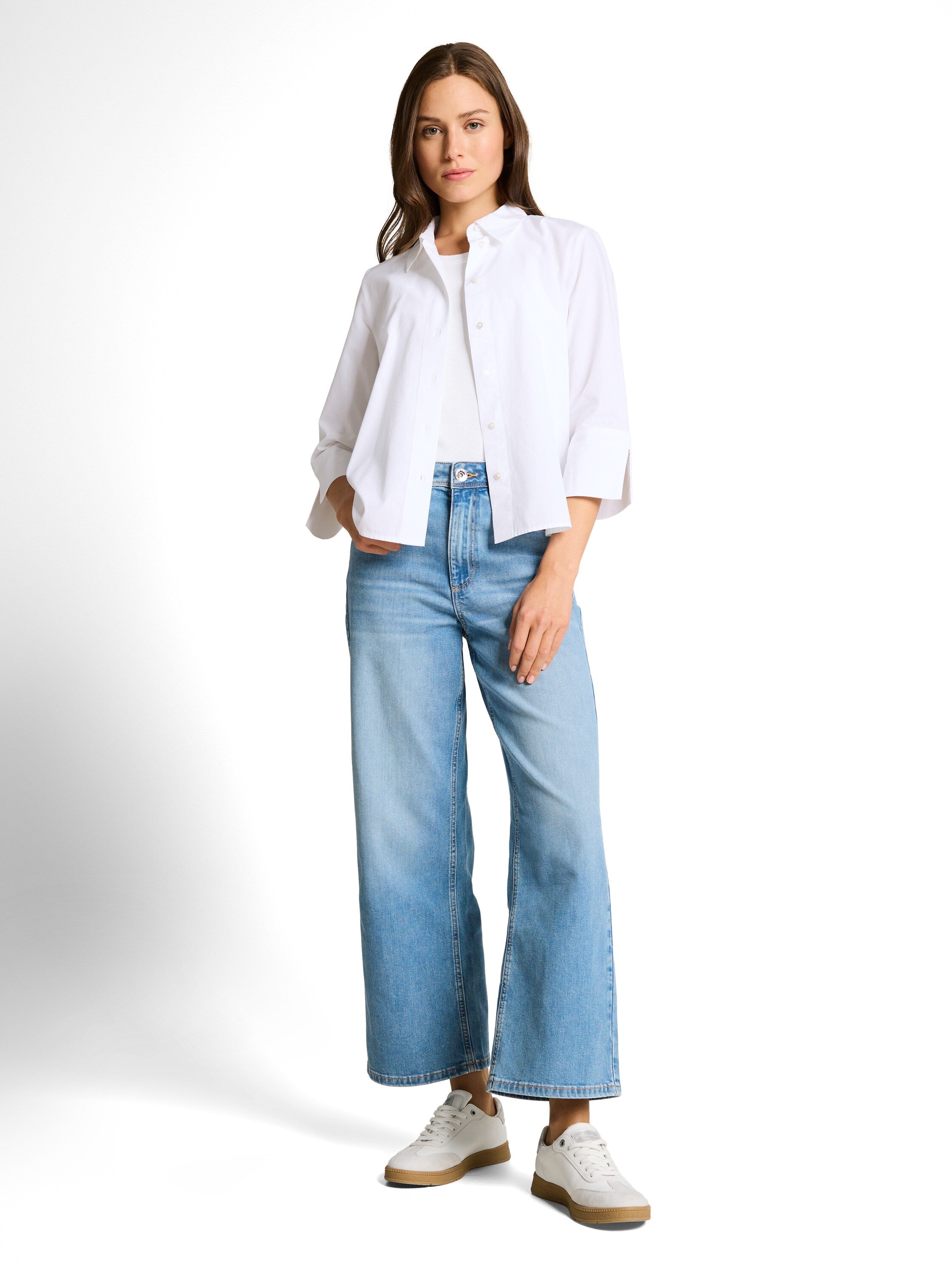 Tom Tailor White Plain Blouse With 3/4 Sleeved