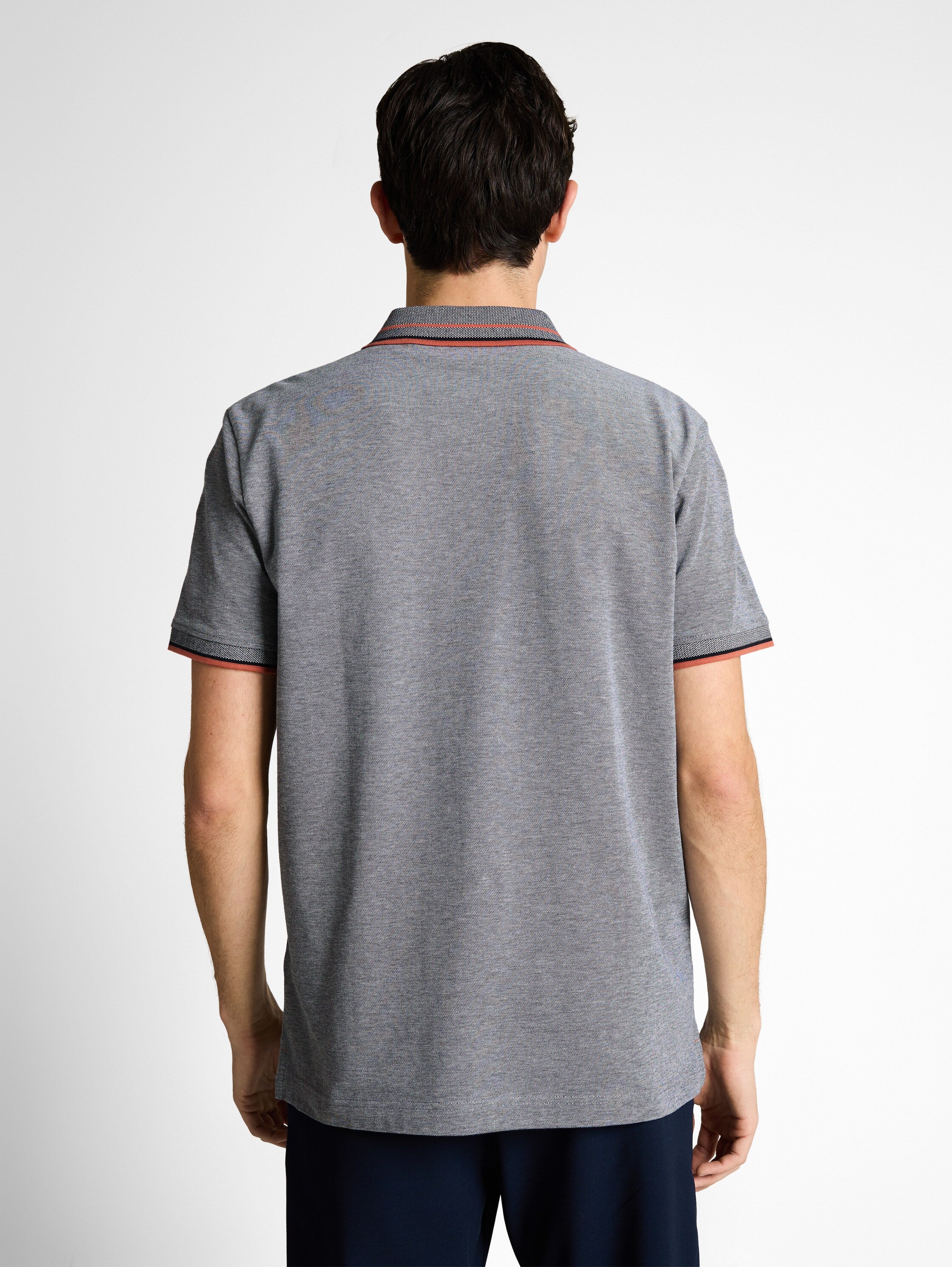 Tom Tailor Grey Polo Shirt With Logo Print