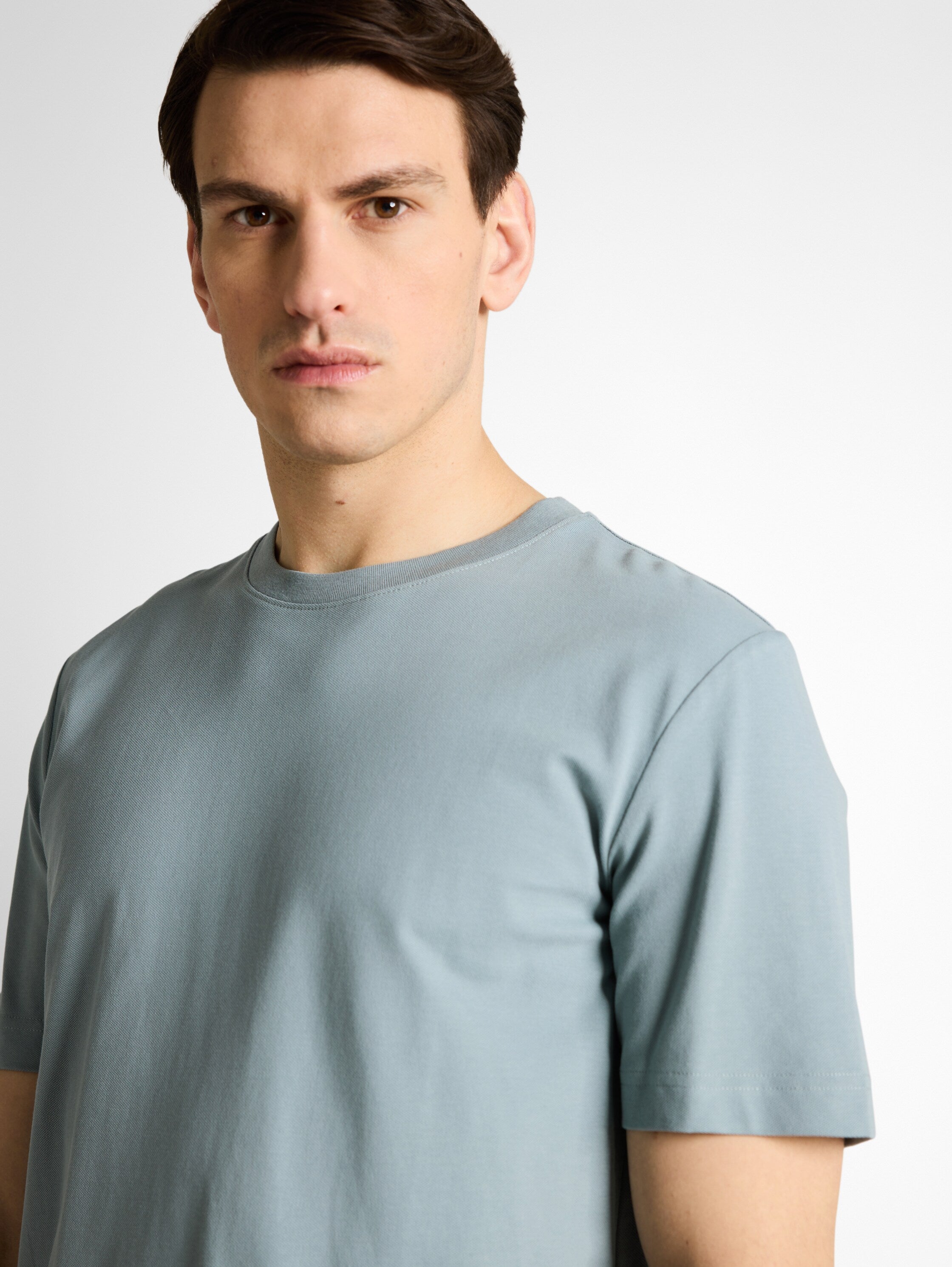 Tom Tailor Grey Mint Round Neck Cotton Basic T-Shirt