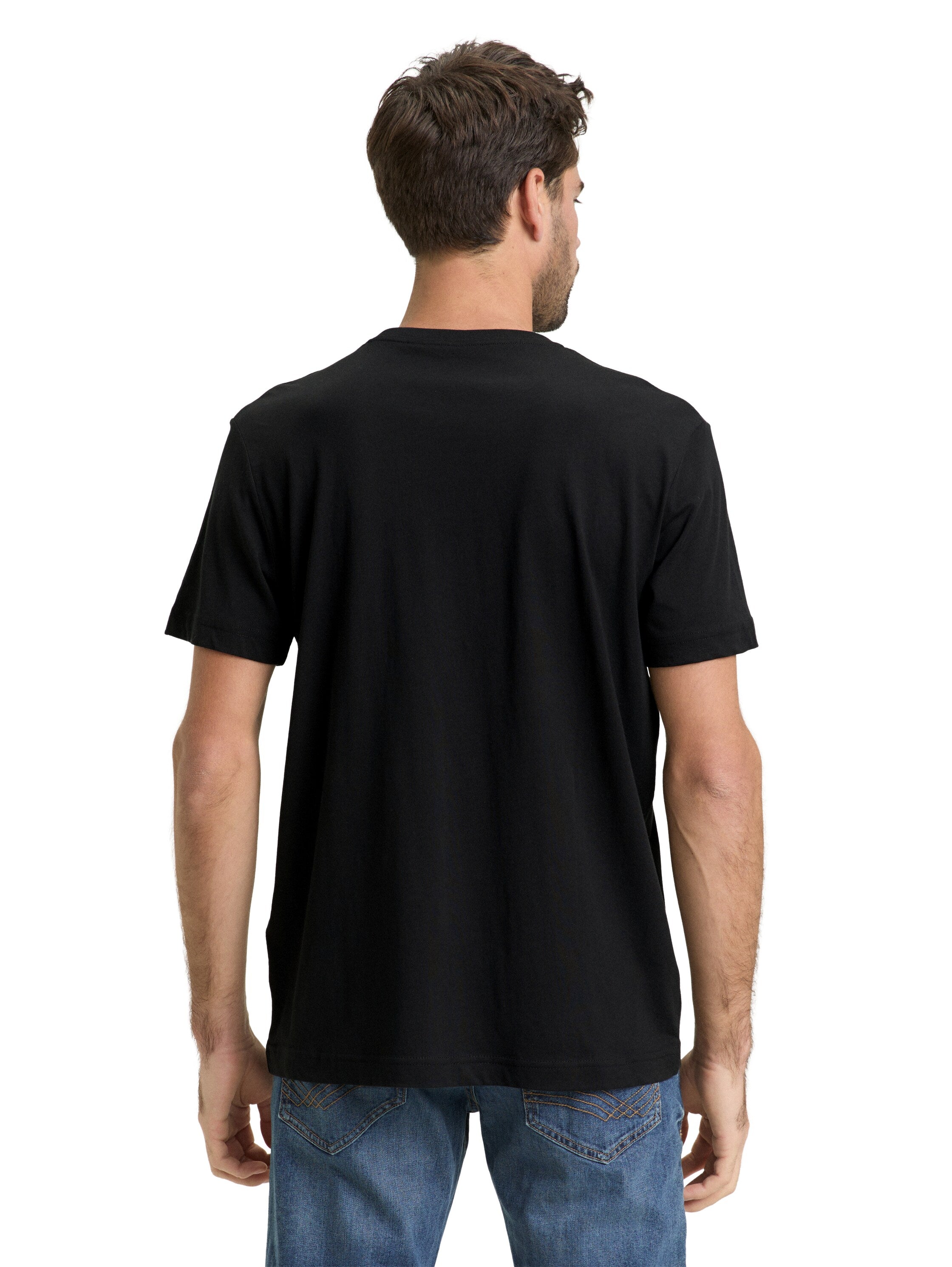 Tom Tailor Black Short Sleeved Round Neck Plain T-Shirt