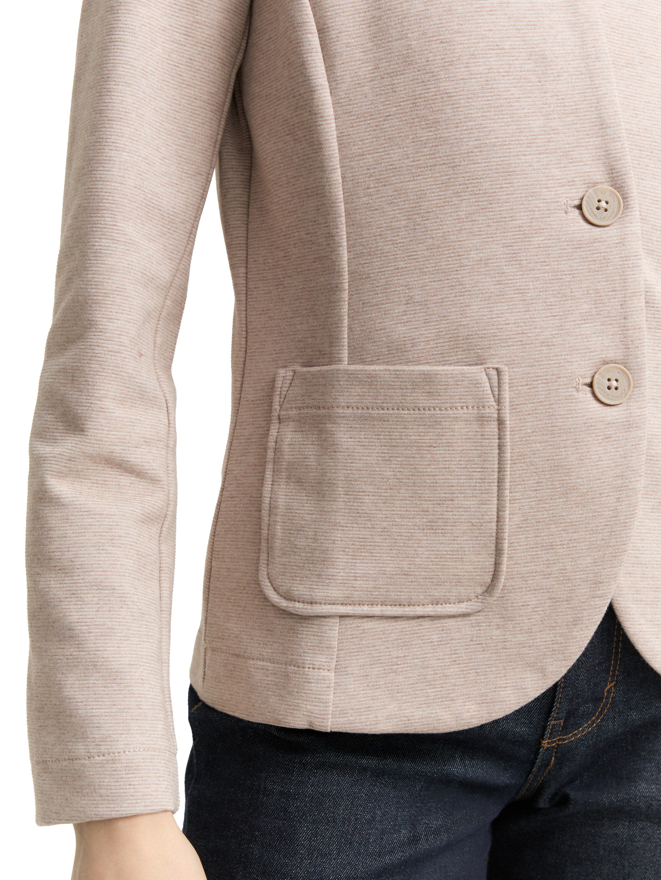 Tom Tailor Slim Fit Light Beige Blazer With Ottoman Texture