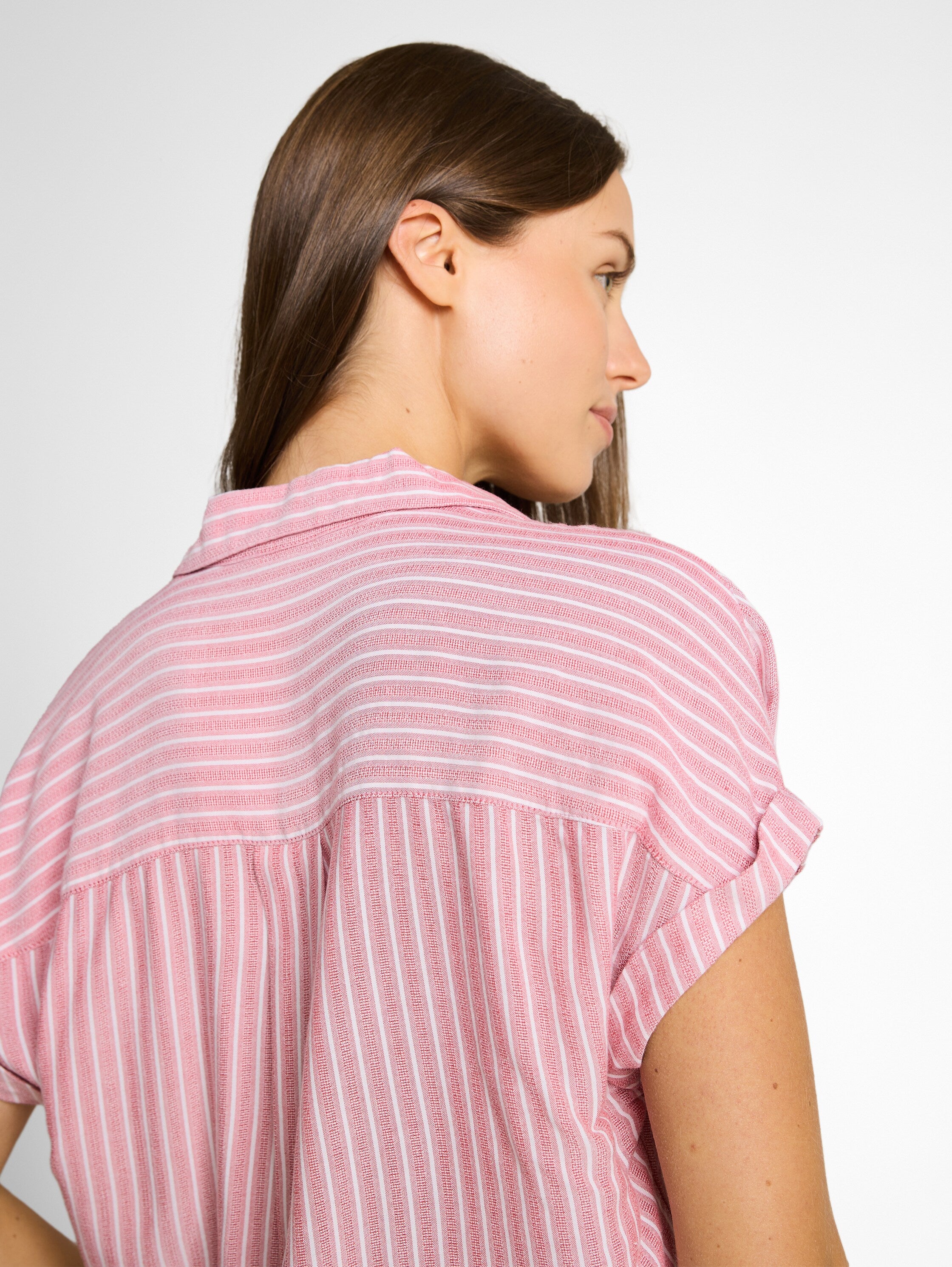 Tom Tailor Cozy Pink White Stripe Loose-Fit Blouse