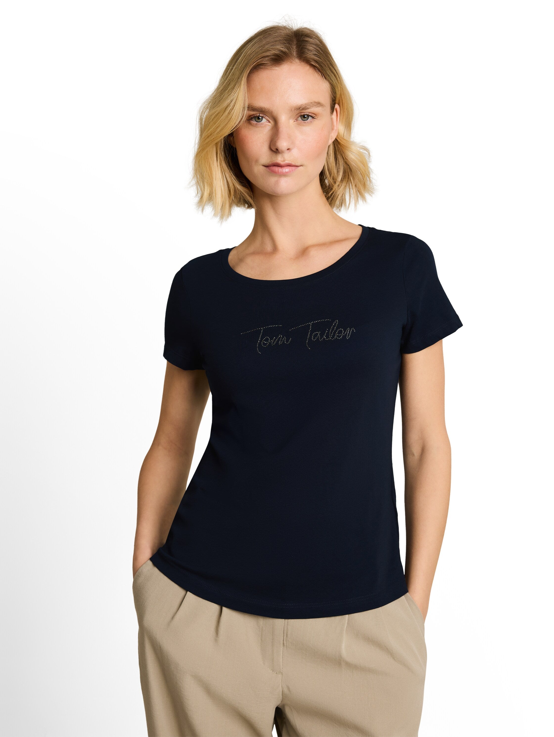 Tom Tailor Sky Captain Blue T-shirt With Glitter Logo