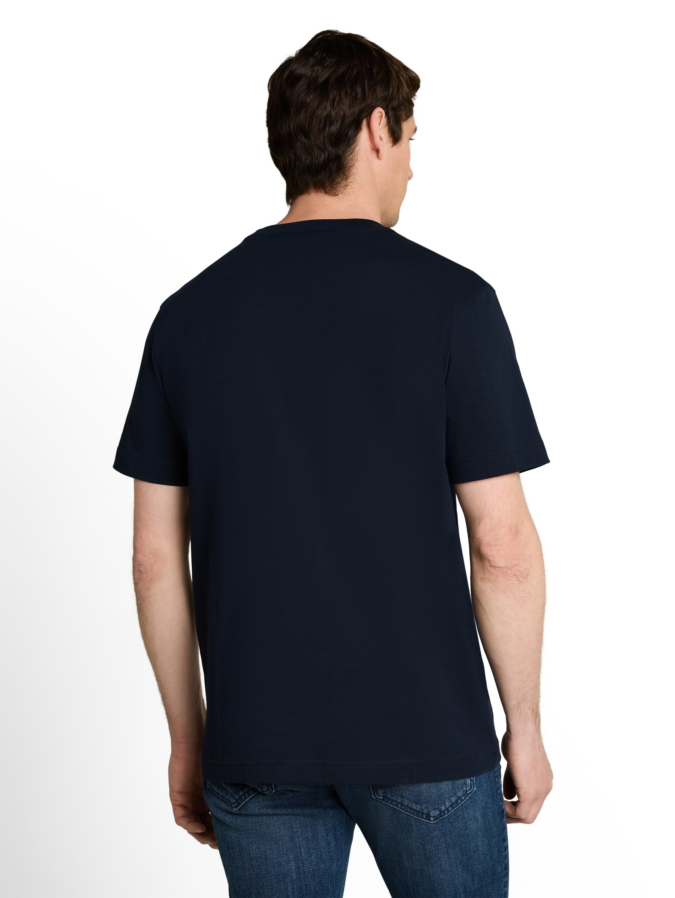 Tom Tailor Sky Captain Blue T-shirt With Crew Neck & Patch Chest Pocket With Striped Print