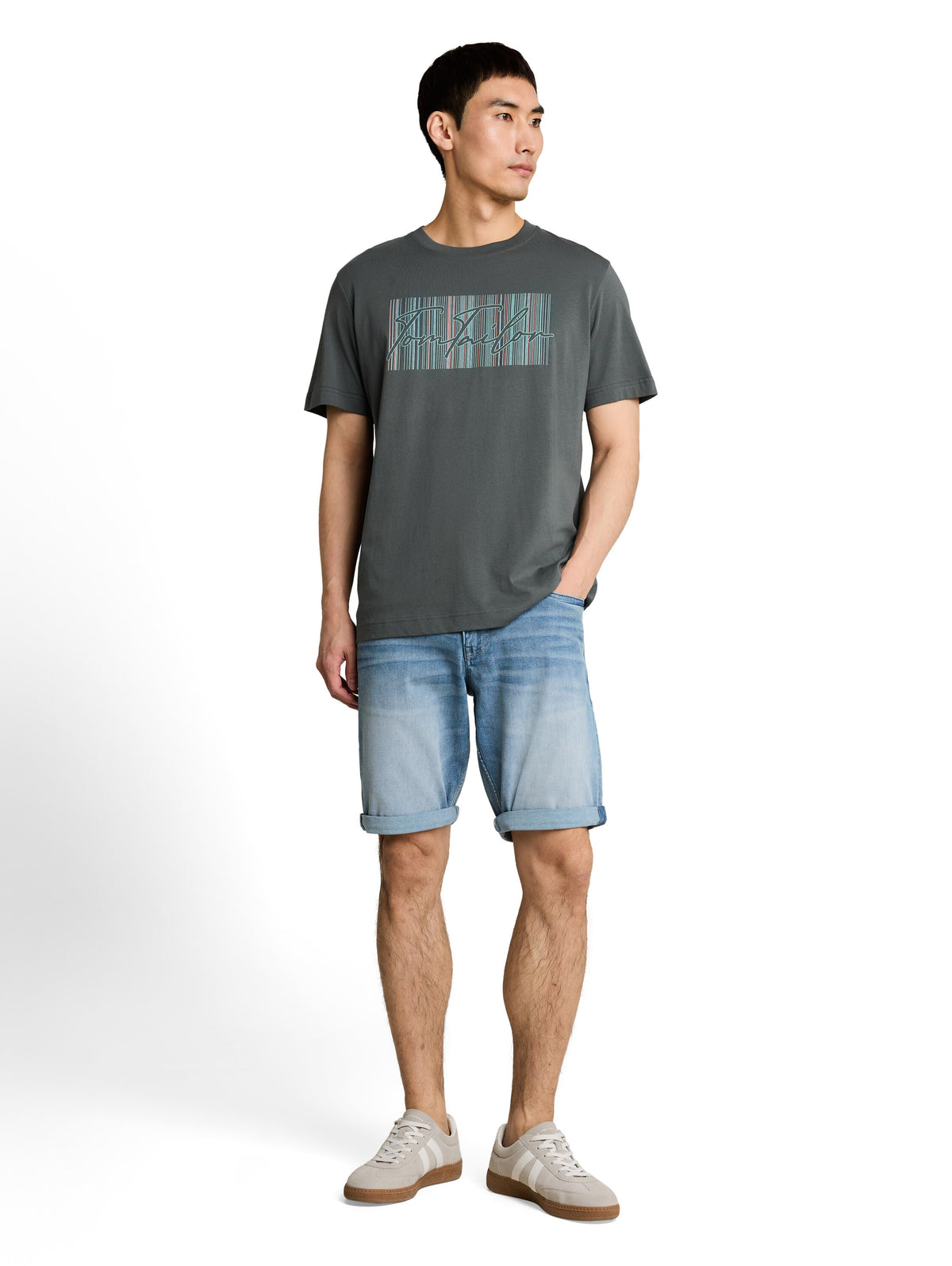 Tom Tailor Darkest Olive Short Sleeved T-Shirt With Front Design
