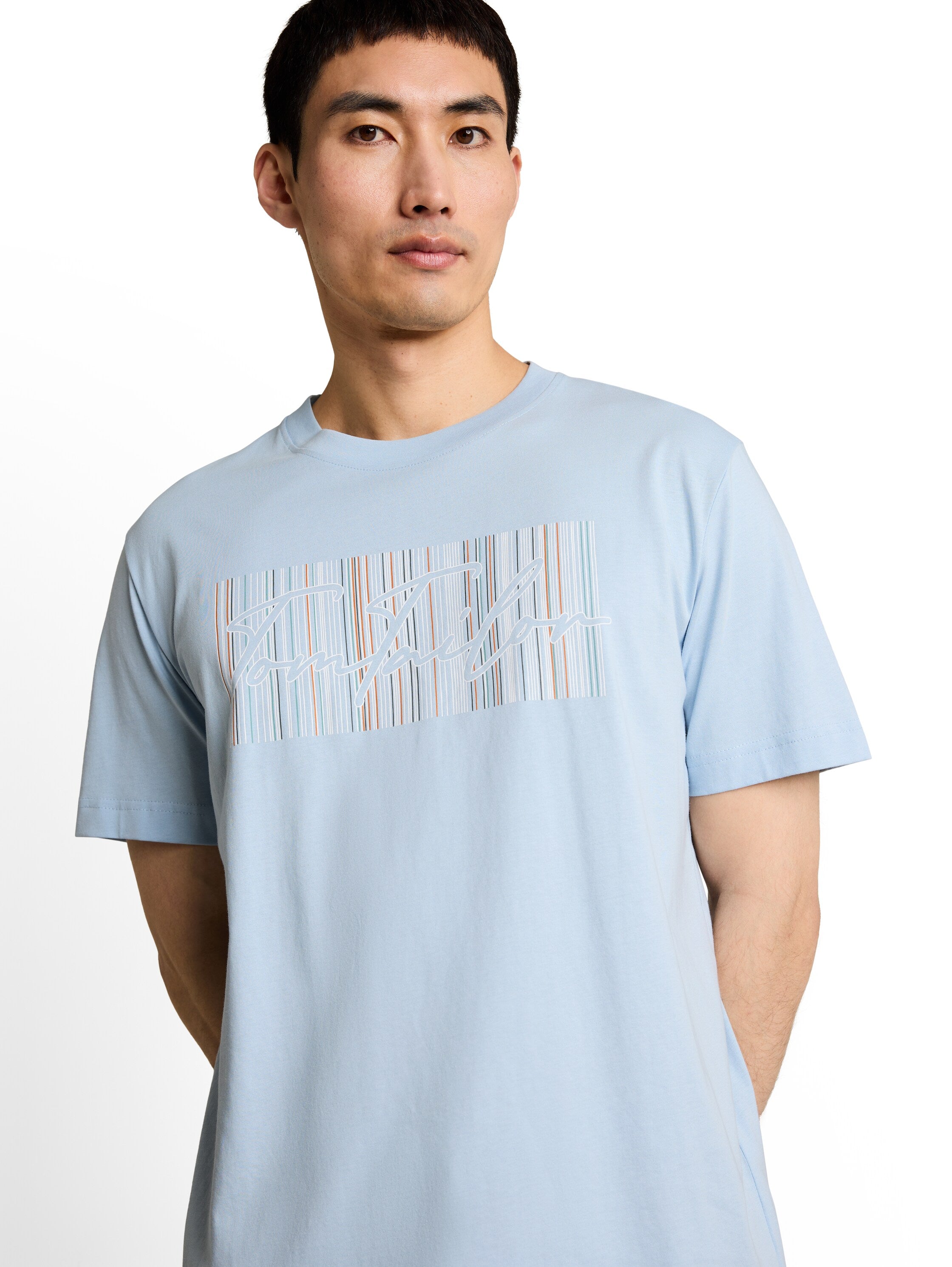Tom Tailor Light blue grey Short Sleeved T-Shirt With Front Design