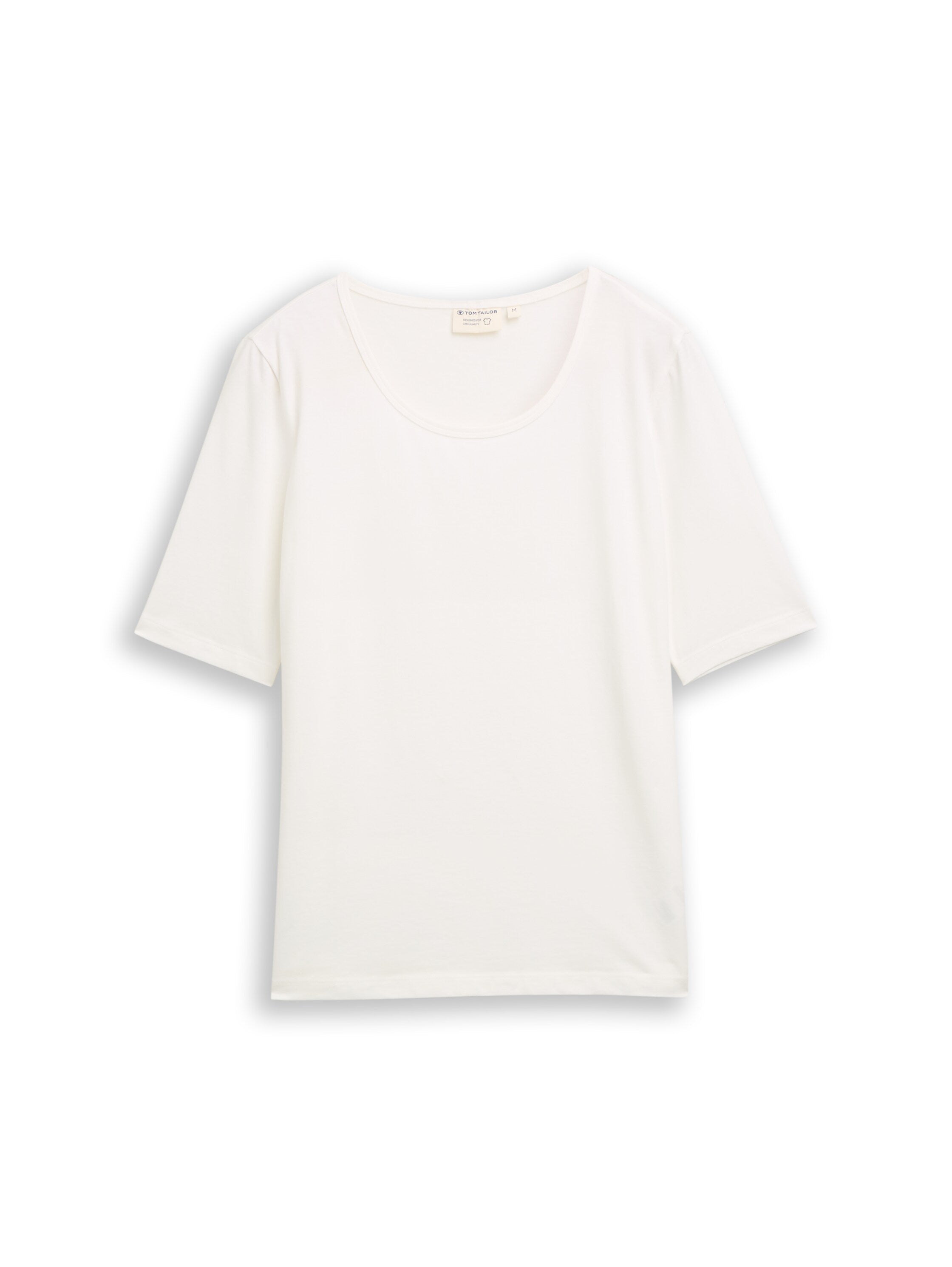 Tom Tailor White Basic T-Shirt With A Round Neckline