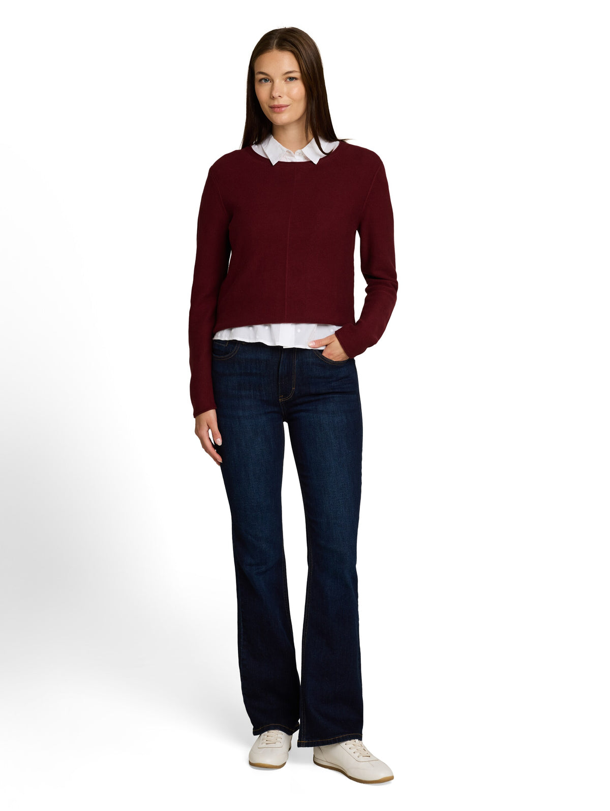 Tom Tailor Burgundy Cotton knitted Jumper Pullover