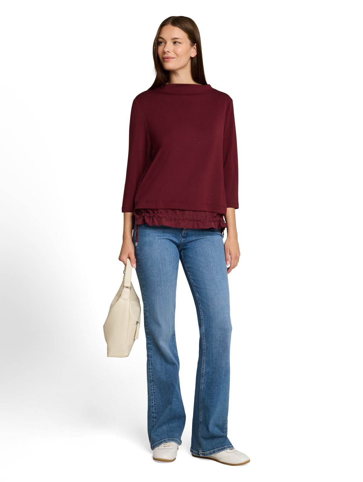 Tom Tailor Purple Scuba Long-Sleeved Top With A 2-in-1 Look Sweater