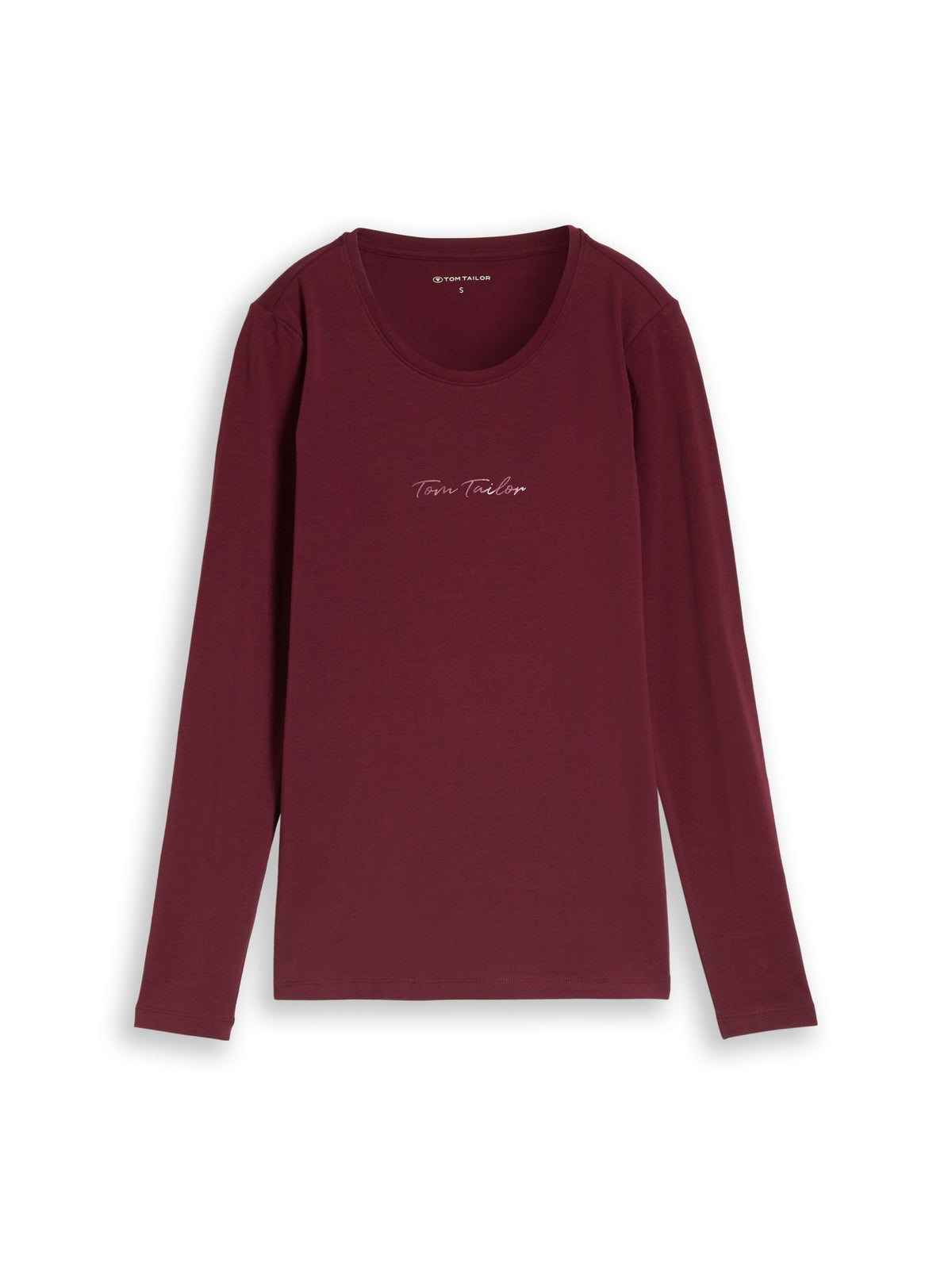 Tom Tailor Burgundy Slim-fit Top With Logo Print