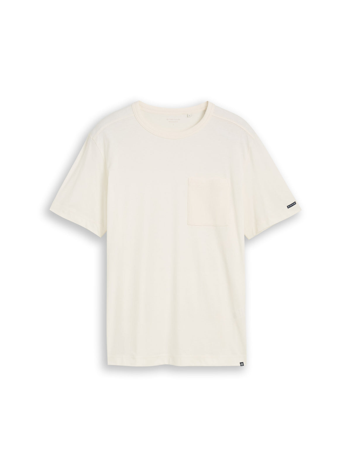 Tom Tailor Gardenia White Cotton T-Shirt with Chest Pocket