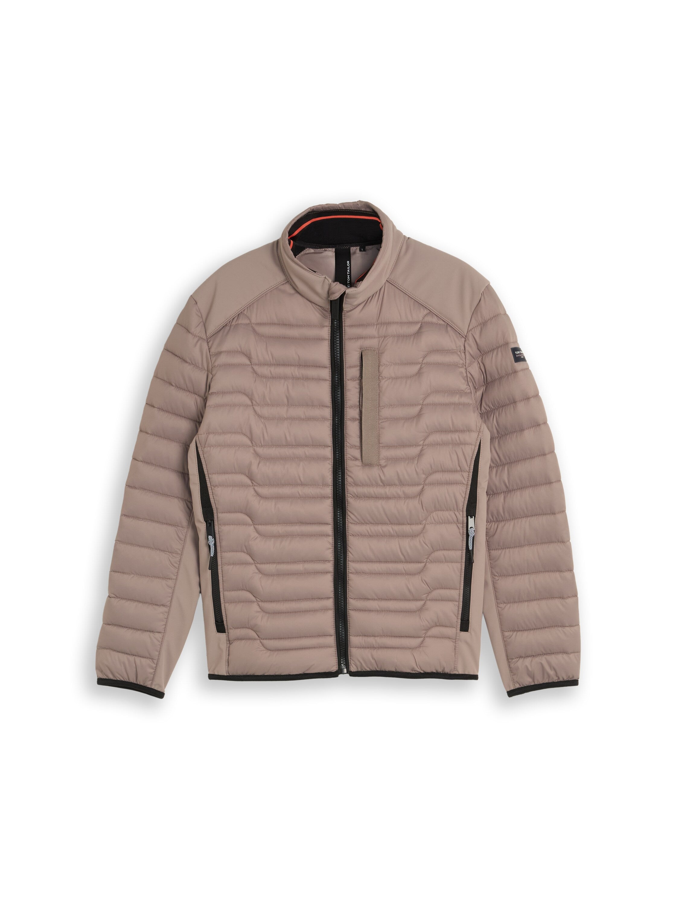 Tom Tailor Driftwood Taupe Water-Repellent Jacket With Stand-Up Collar & Zip Pockets