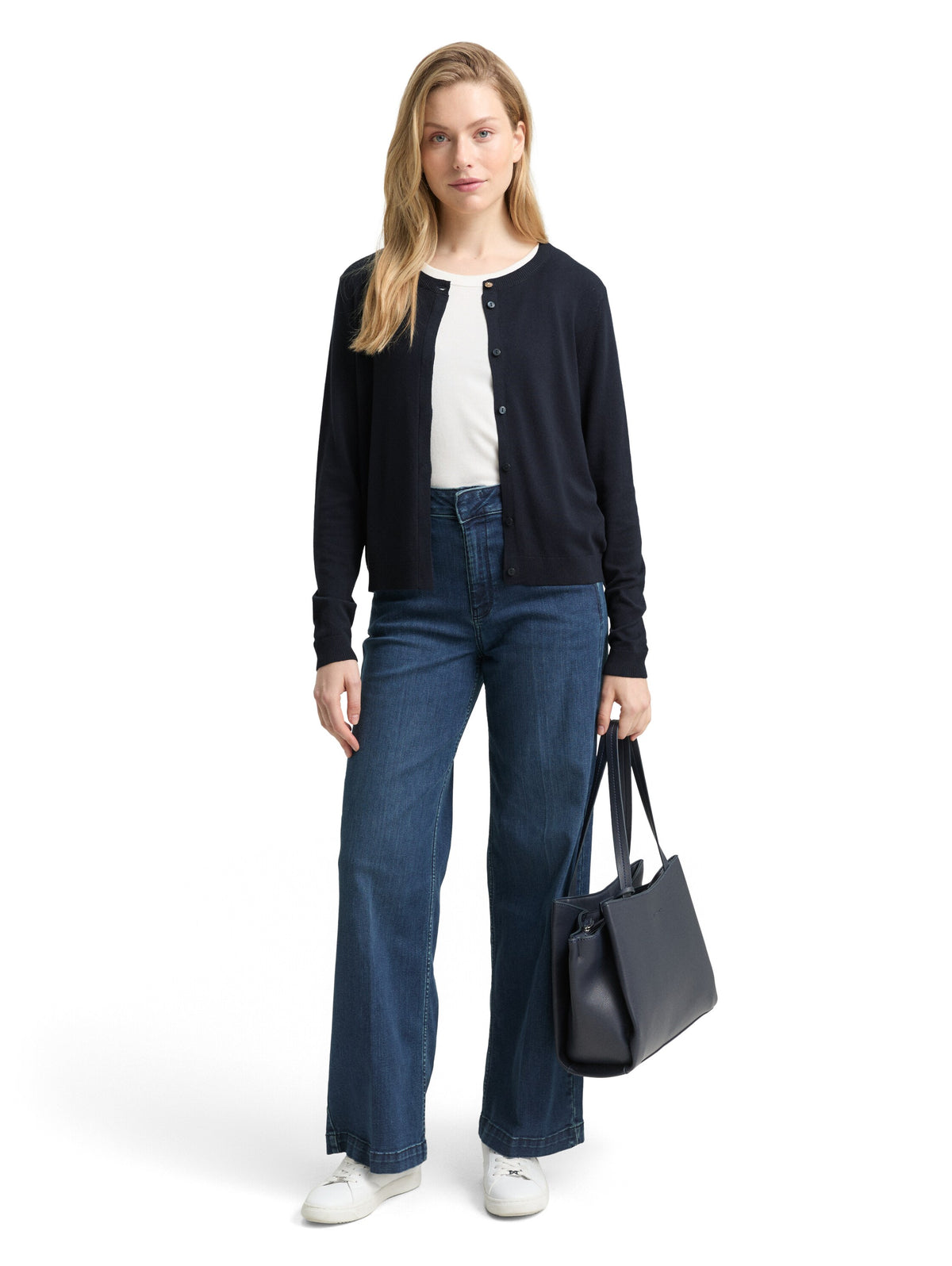 Tom Tailor Navy Cardigan with Concealed Button Placket