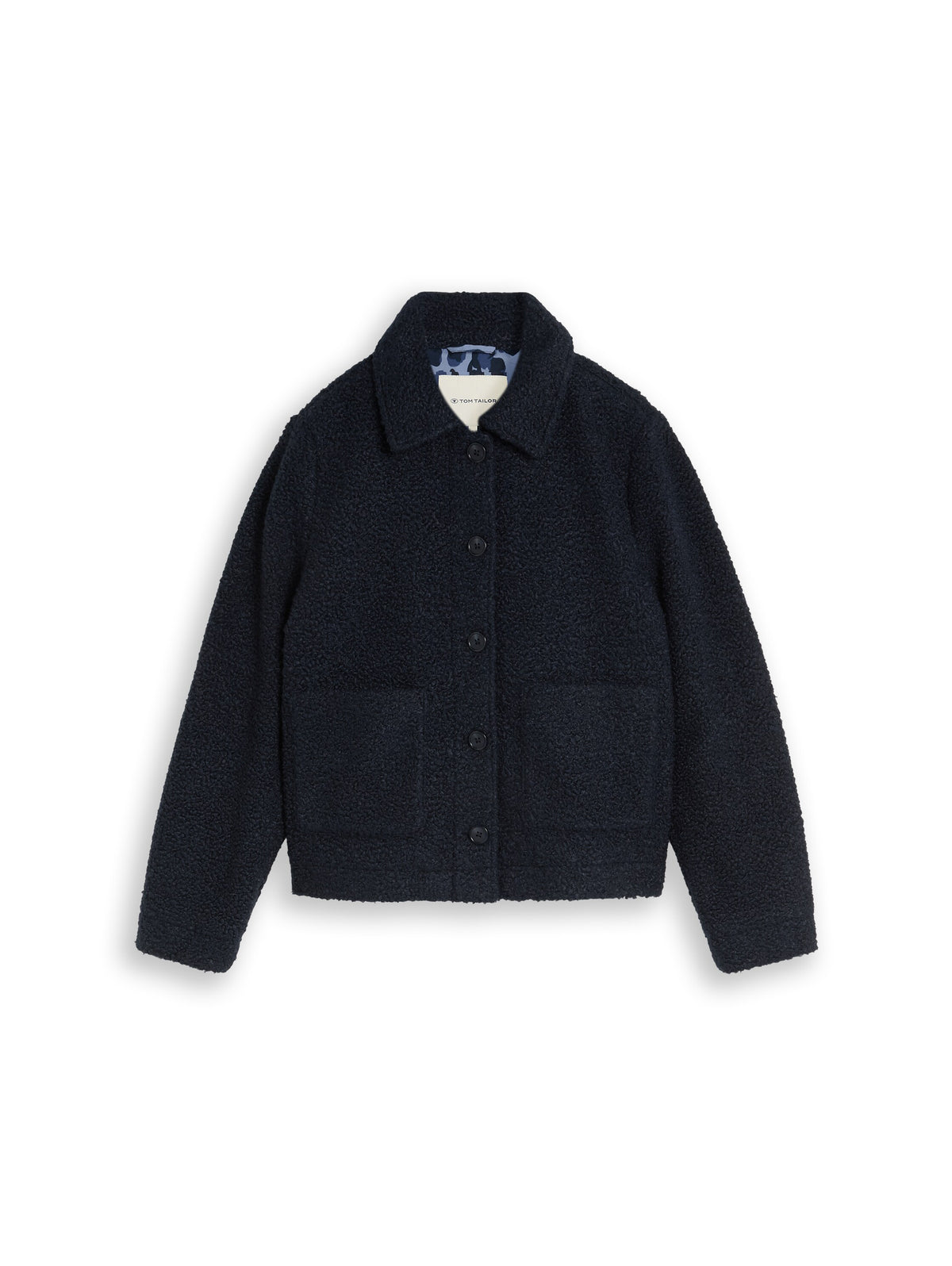 Tom Tailor Navy Bouclé Jacket With Pockets