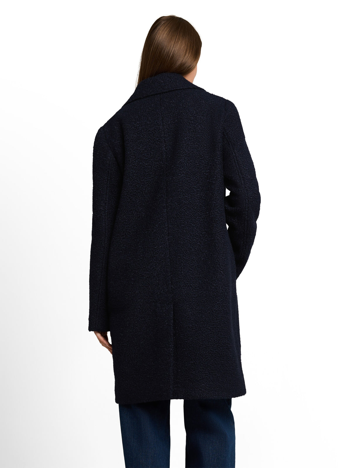 Tom Tailor Navy Structure Coat with lapel Collar