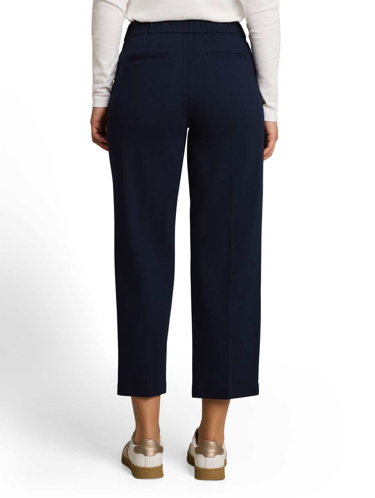 Tom Tailor Navy Cropped Straight-Leg Trousers With A Belt