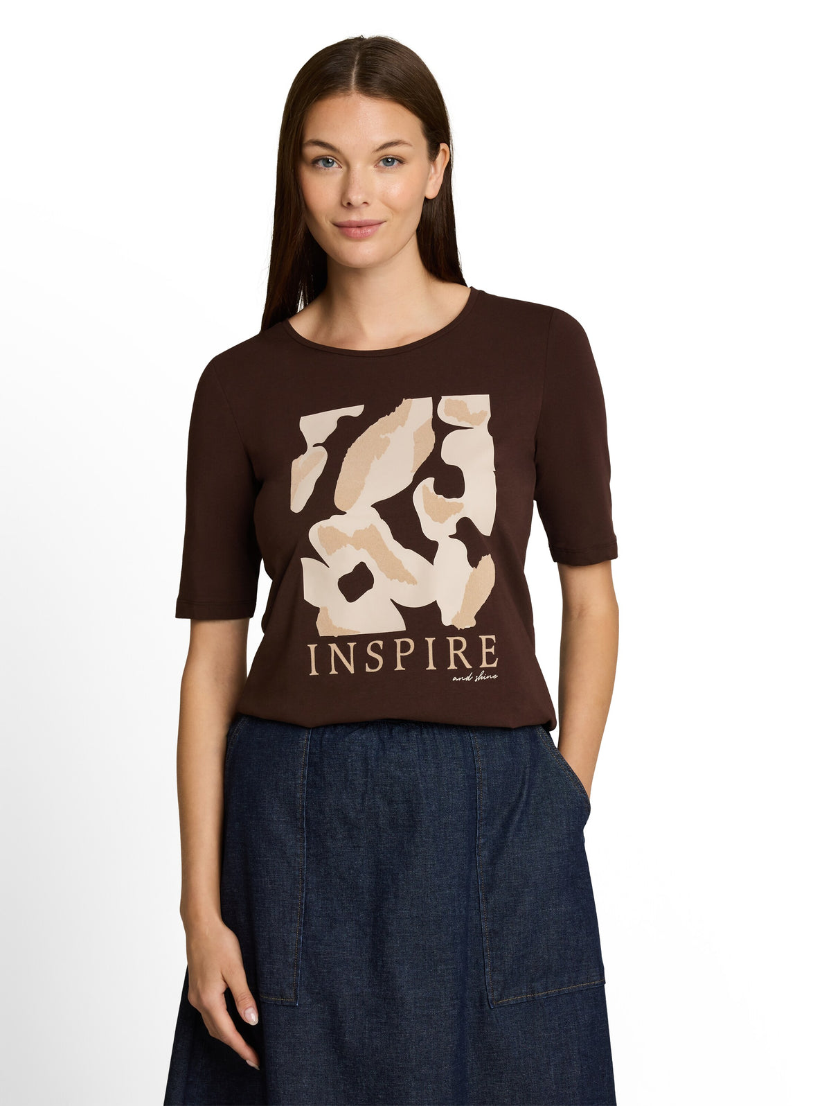 Tom Tailor Brown Slim-fit T-shirt With Print