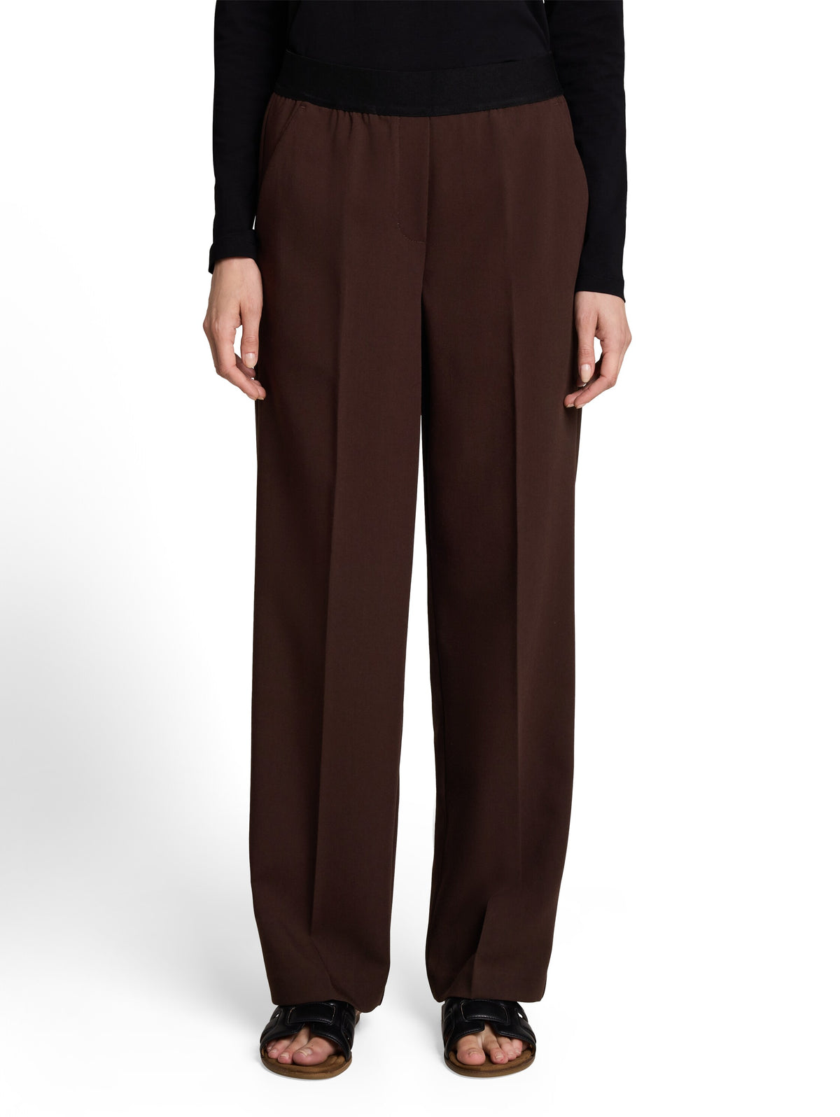 Tom Tailor Brown Straight Trousers With A Crease