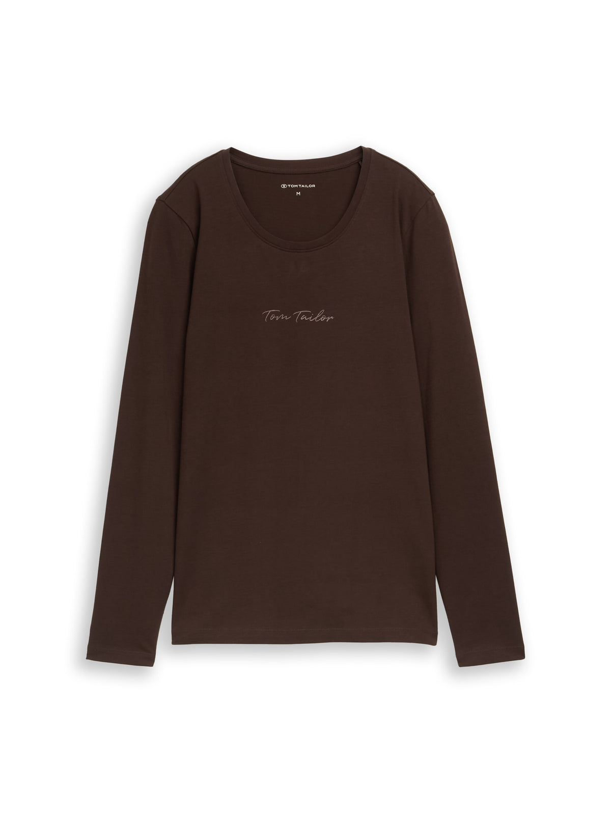 Tom Tailor Brown Slim-fit Top With Logo Print