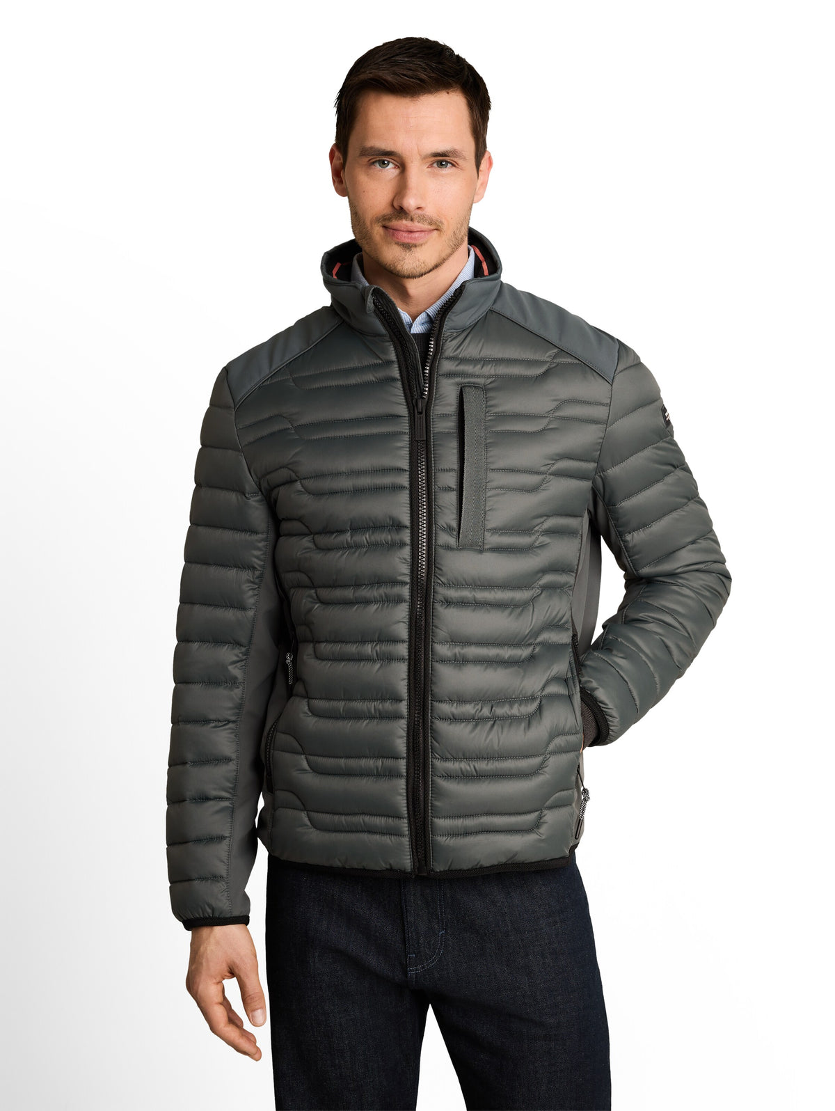 Tom Tailor Darkest Olive Water-Repellent Jacket With Stand-Up Collar & Zip Pockets