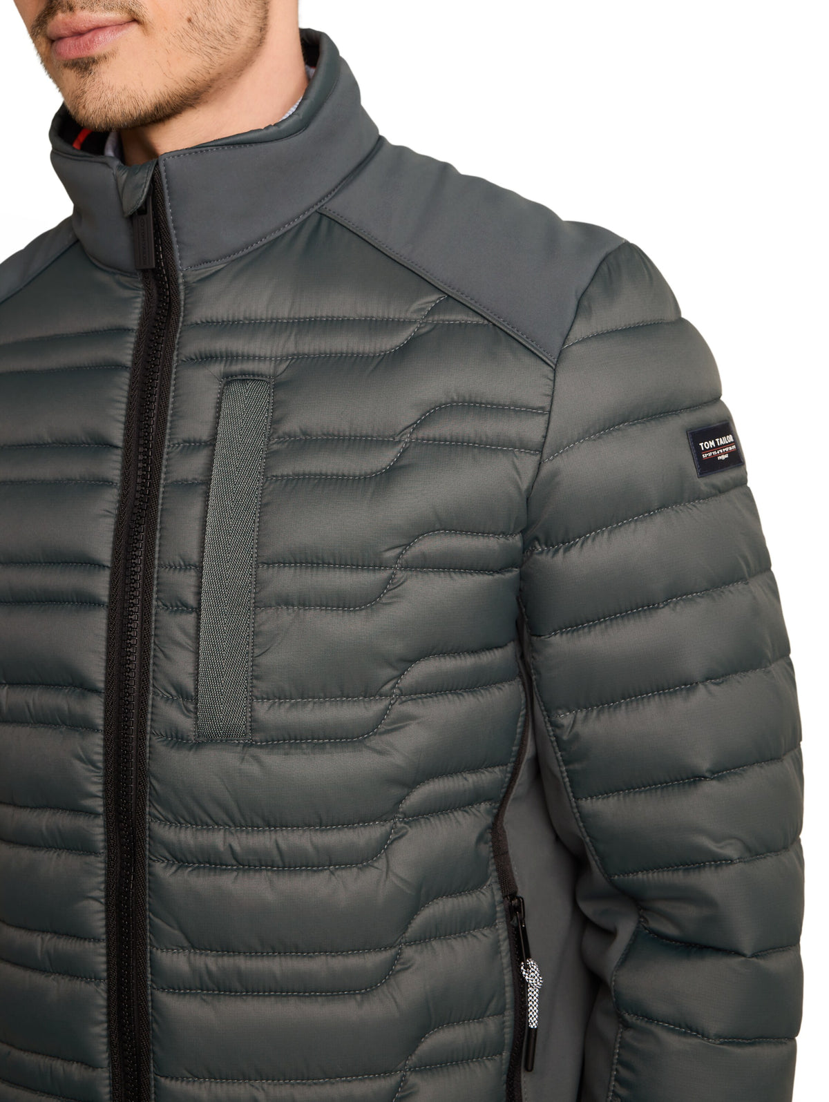 Tom Tailor Darkest Olive Water-Repellent Jacket With Stand-Up Collar & Zip Pockets