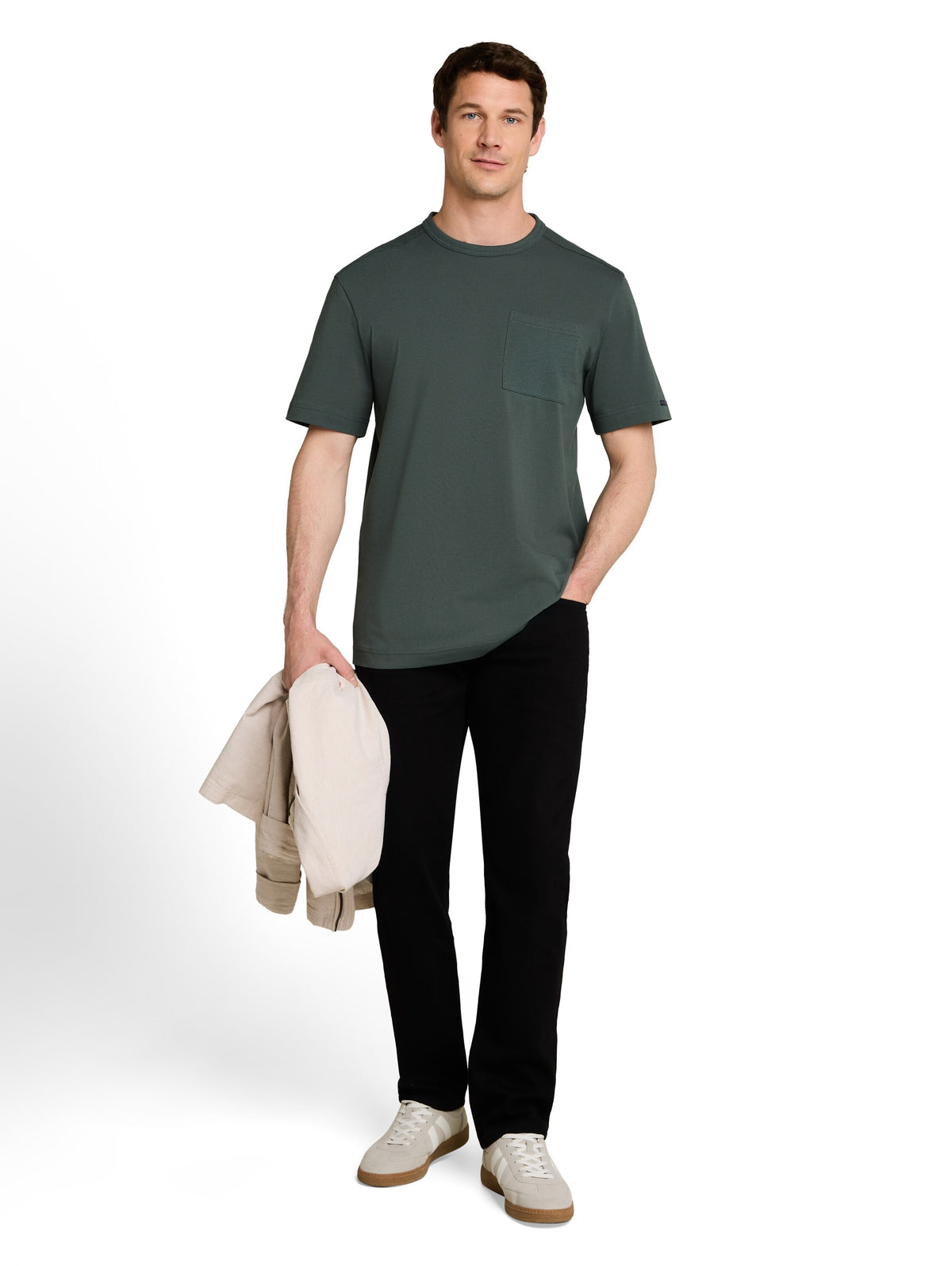 Tom Tailor Darkist Olive Cotton T-Shirt with Chest Pocket