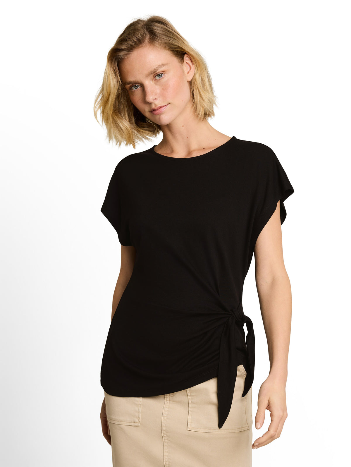 Tom Tailor Black T-Shirt with a Knotted Detail
