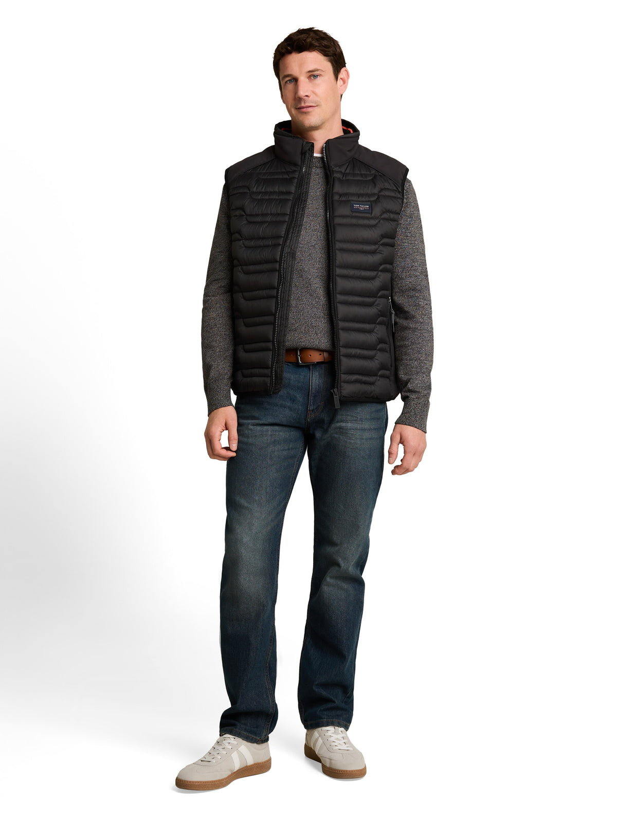 Tom Tailor Black Casual Vest with Stand Up Collar
